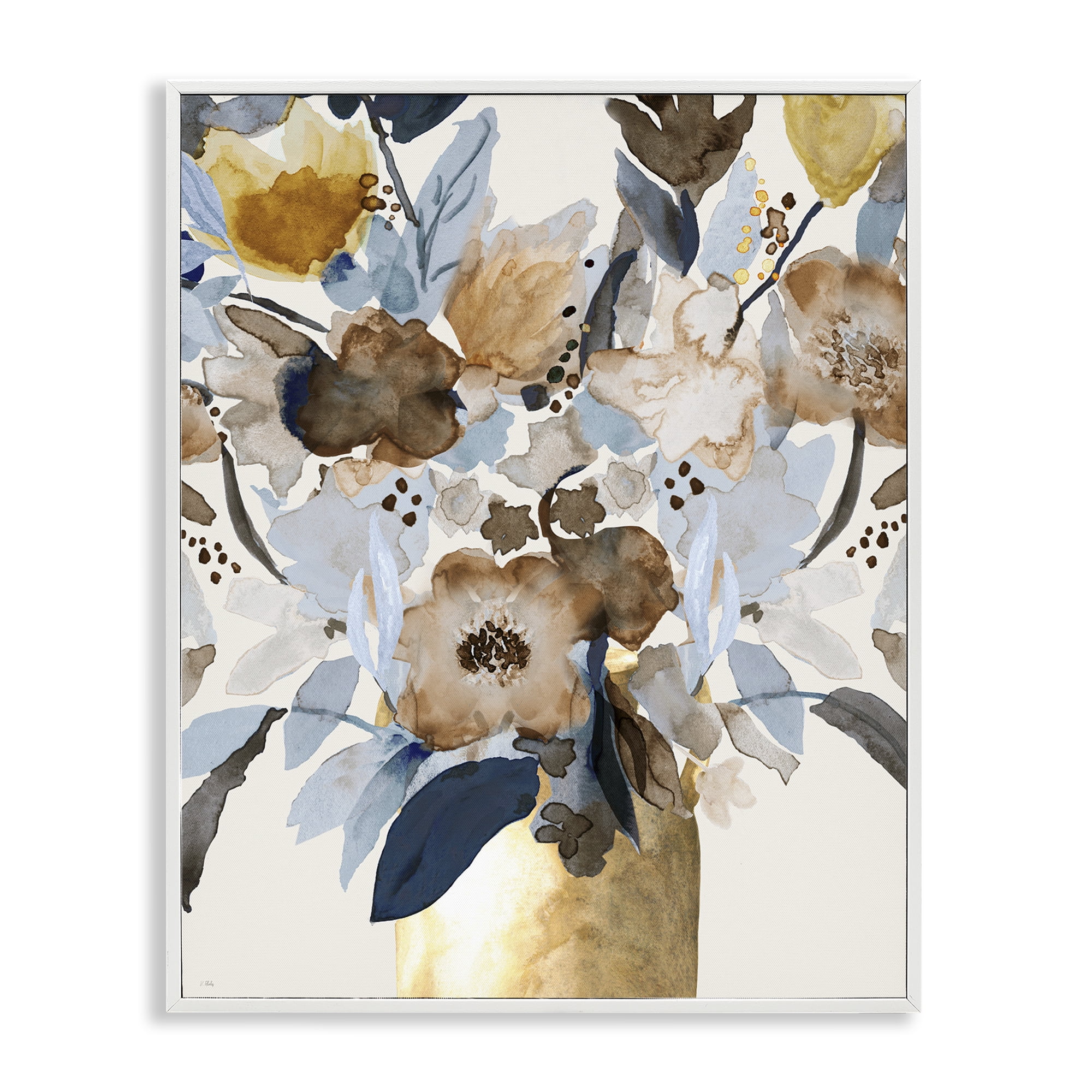Stupell Industries Expressive Earthy Blossoms White Framed Giclee Art, design by Val Rhodes