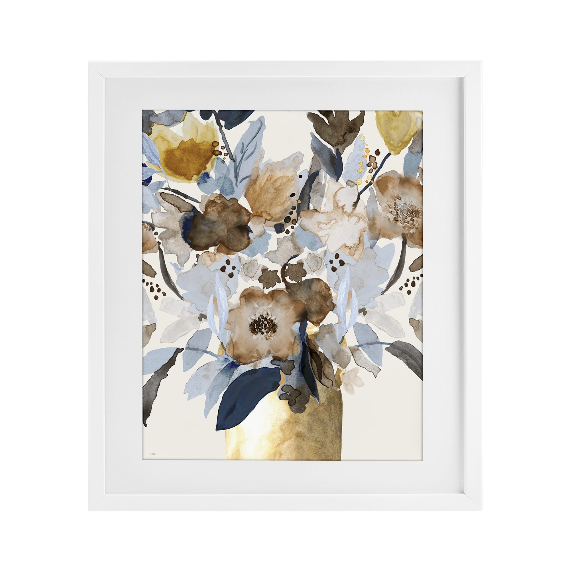 Stupell Industries Expressive Earthy Blossoms White Framed Print Under Glass, design by Val Rhodes