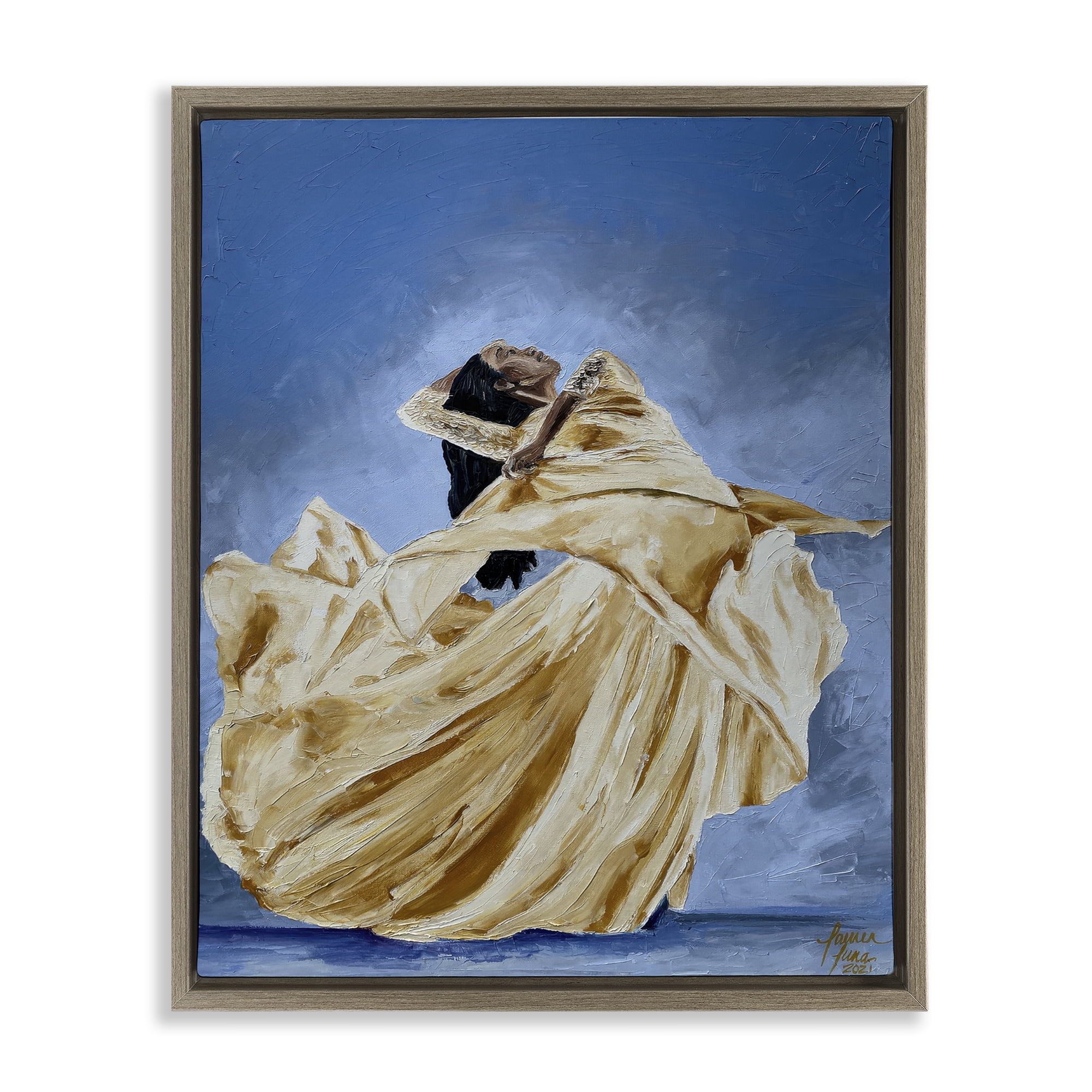 Stupell Industries Expressive Elegant Dancer Brown Framed Floater Canvas Wall Art, design by Lauren Luna