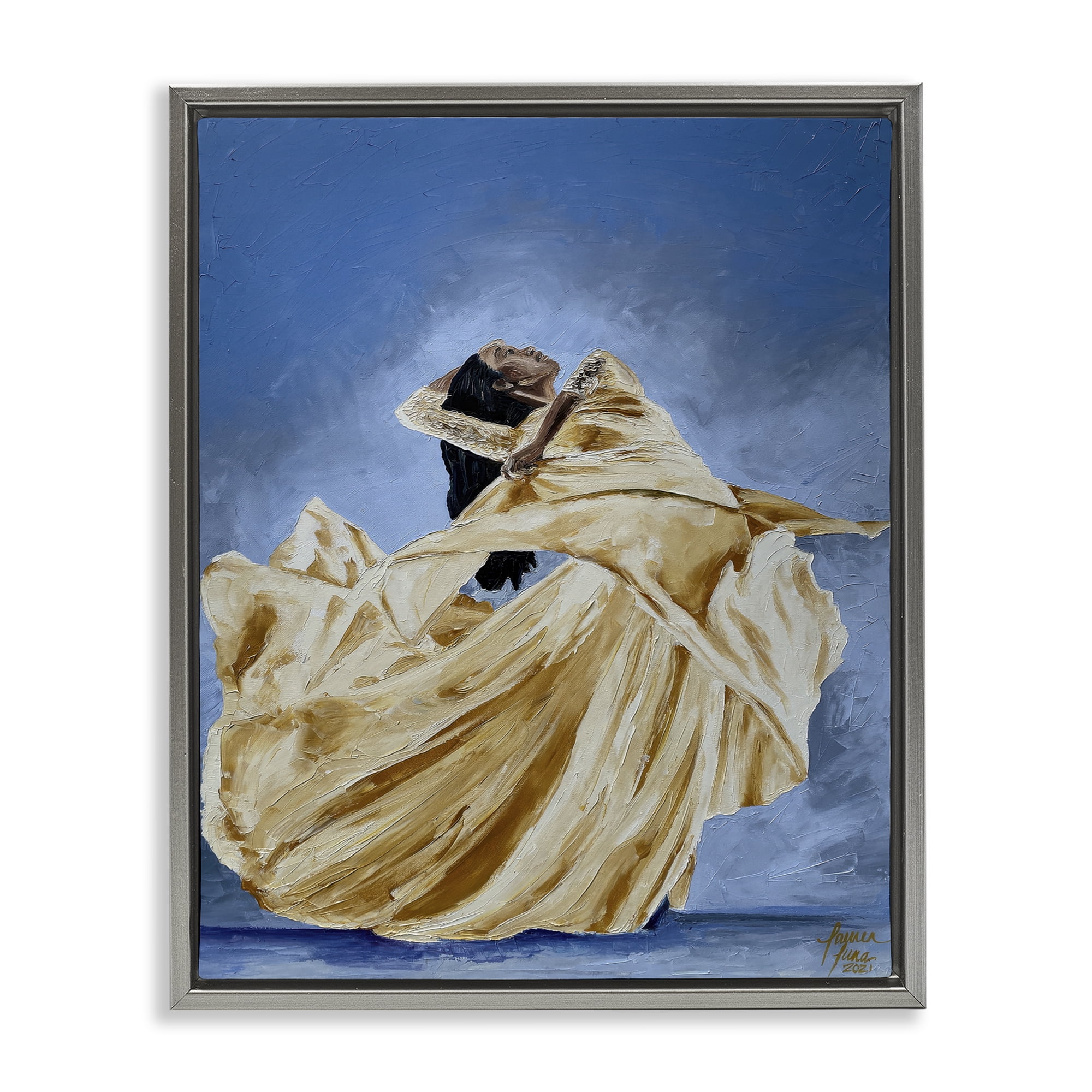 Stupell Industries Expressive Elegant Dancer Gray Framed Floater Canvas Wall Art, design by Lauren Luna
