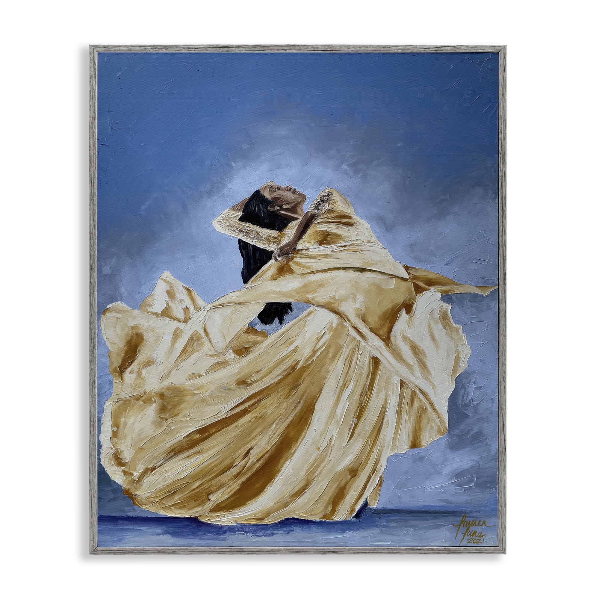 Stupell Industries Expressive Elegant Dancer Gray Framed Giclee Art, design by Lauren Luna