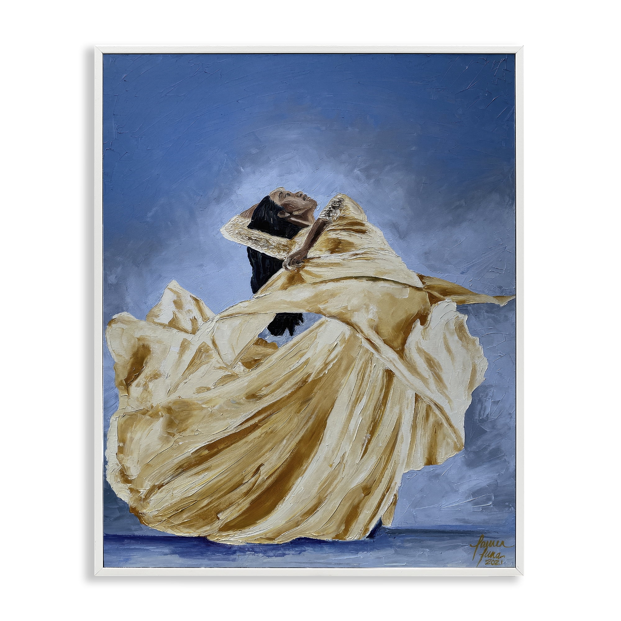 Stupell Industries Expressive Elegant Dancer White Framed Giclee Art, design by Lauren Luna