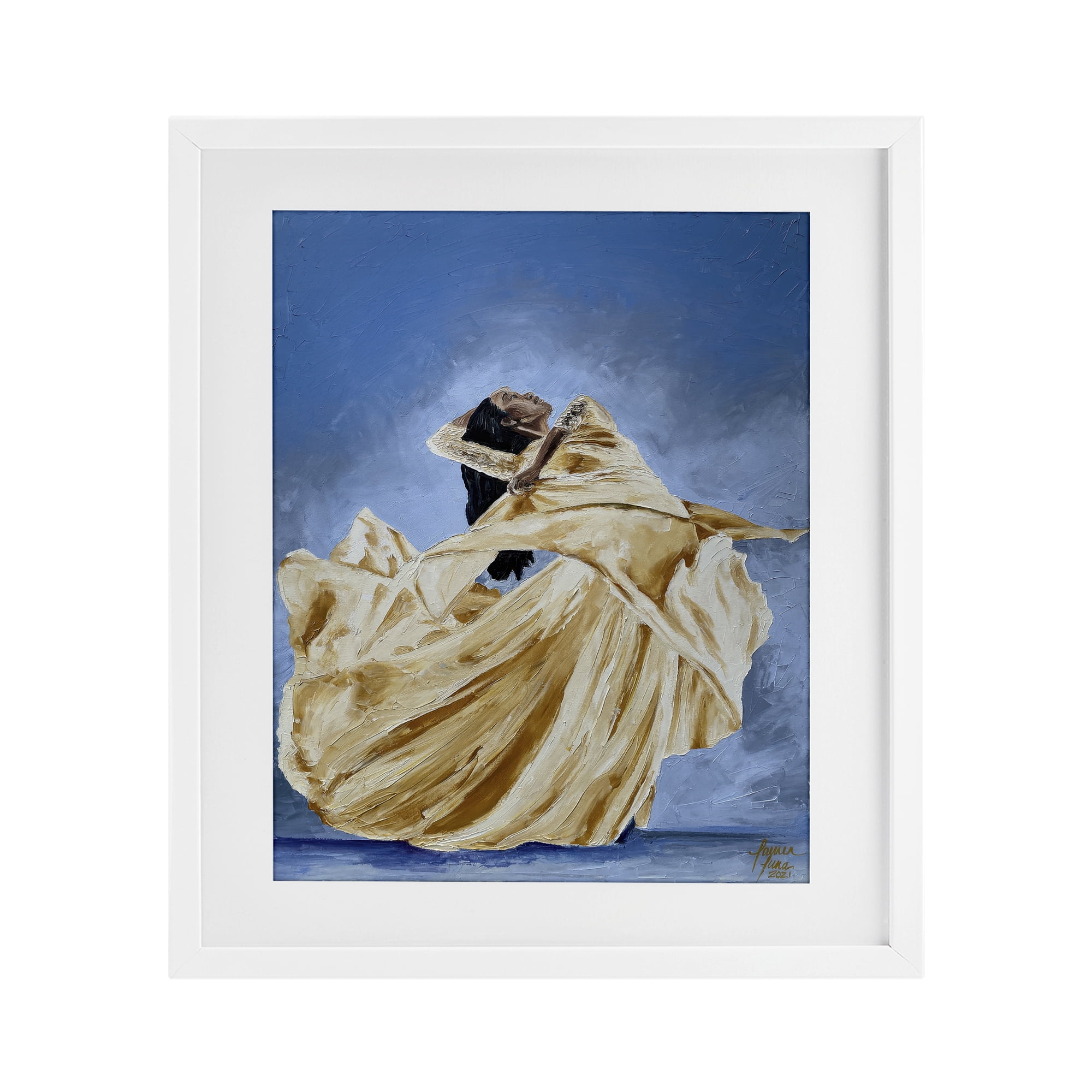 Stupell Industries Expressive Elegant Dancer White Framed Print Under Glass, design by Lauren Luna