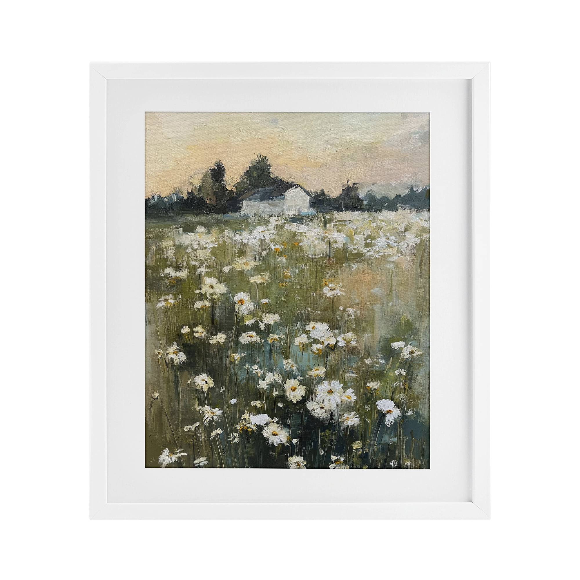 Stupell Industries Expressive Endless Daisies White Framed Print Under Glass, design by Svetlana Aleynikova