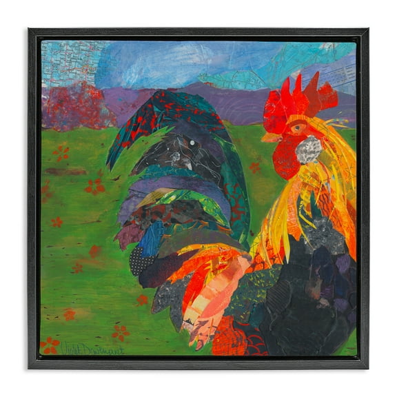 Stupell Industries Expressive Farm Rooster Animals Painting Black Floater Framed Canvas Art Print Wall Art, 18 x 18