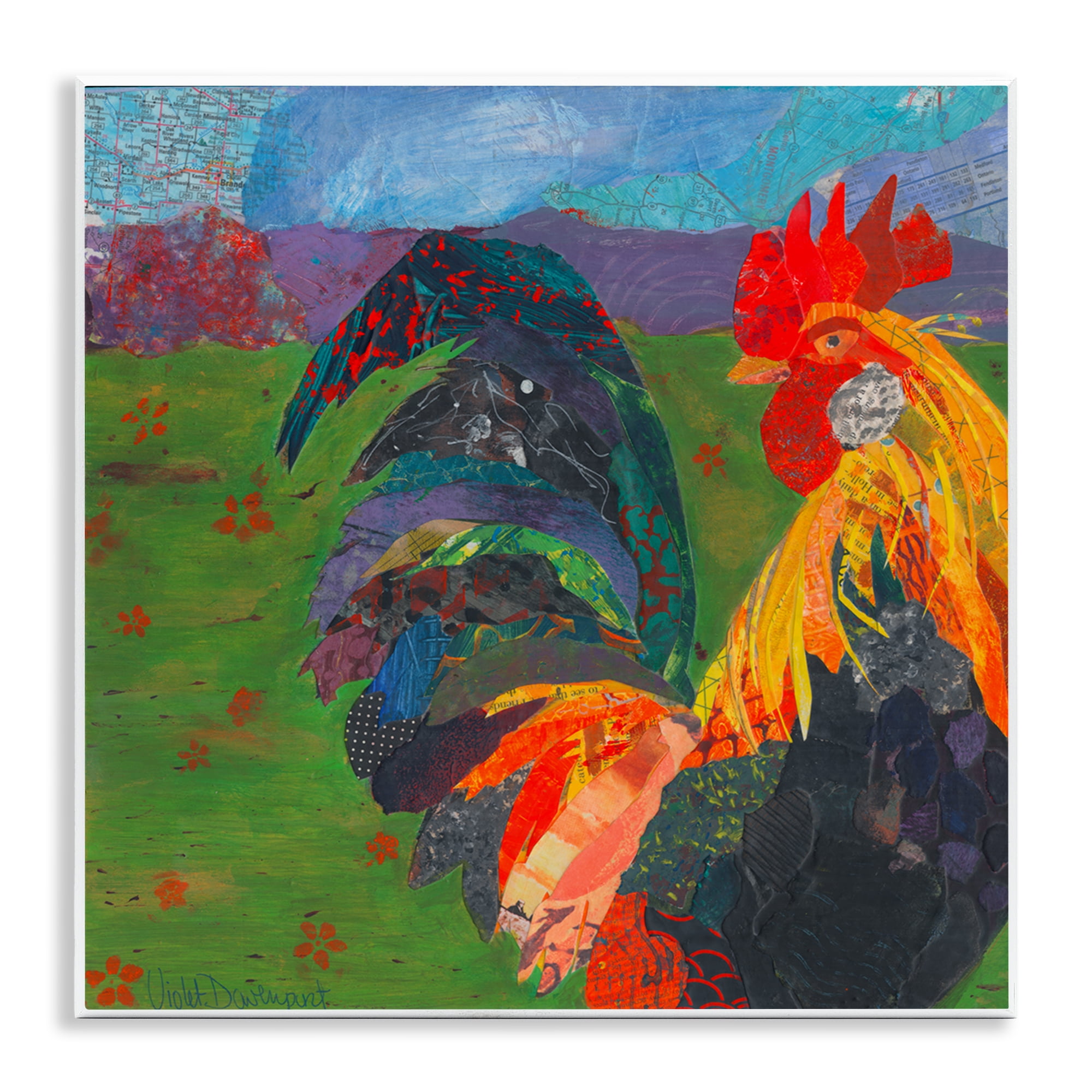 Stupell Industries Expressive Farm Rooster Animals Painting Unframed Art Print Wall Art, 12 x 12