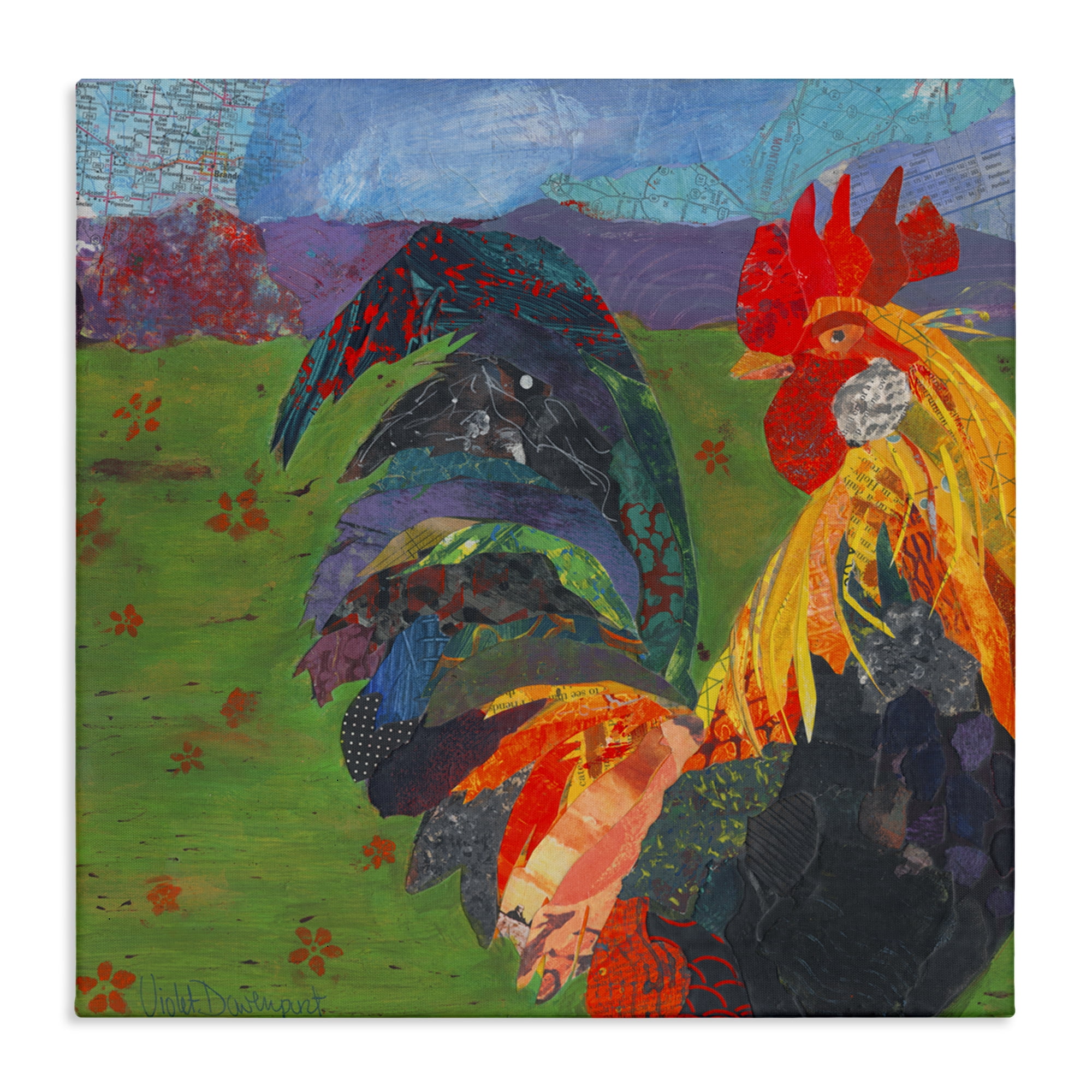 Stupell Industries Expressive Farm Rooster Animals Painting Wrapped Canvas Art Print Wall Art, 36 x 36