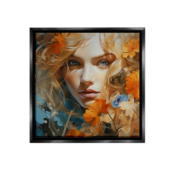 Stupell Industries Expressive Flower Portrait Botanical & Floral Painting Black Floater Framed Canvas Art Print Wall Art, 18 x 18