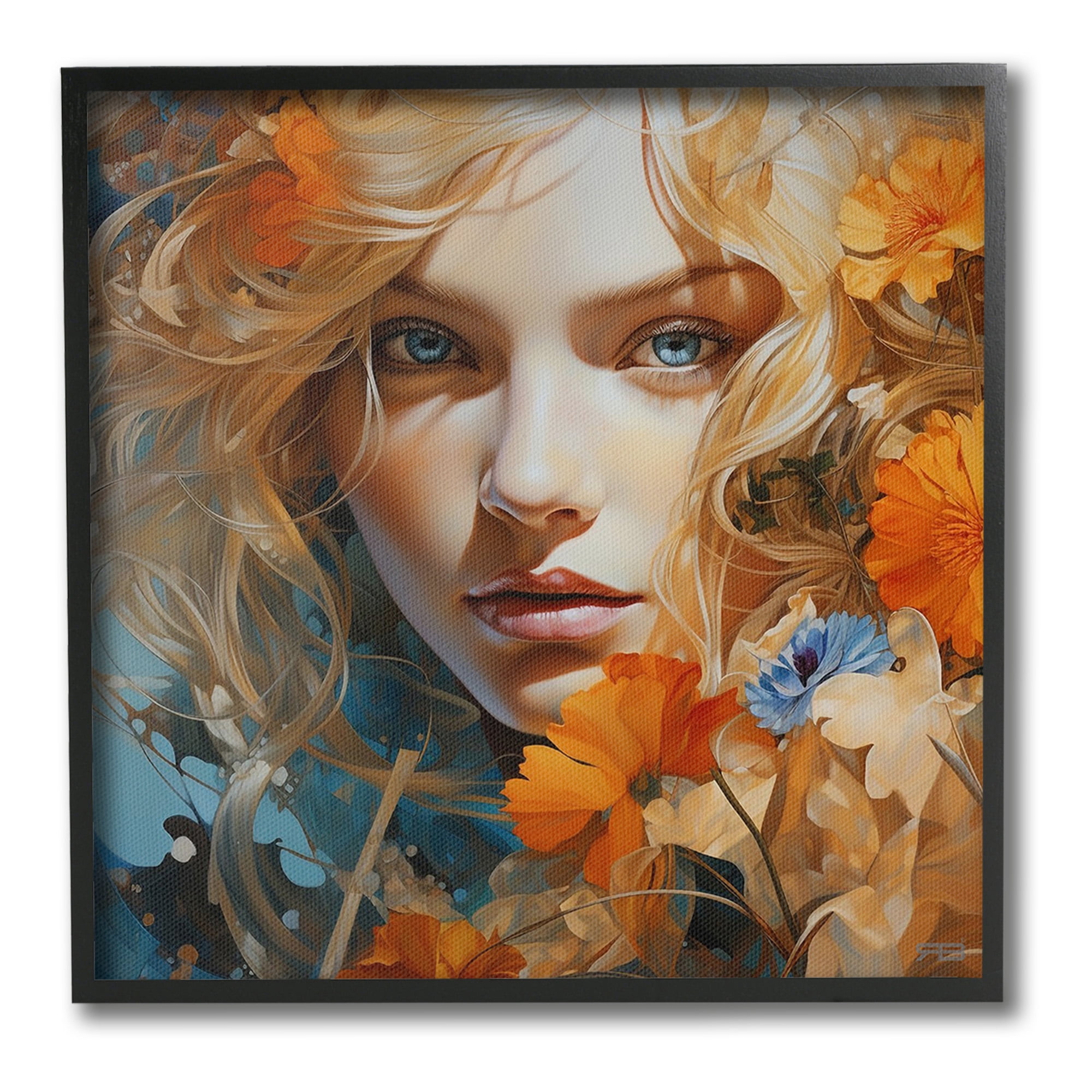 Stupell Industries Expressive Flower Portrait Botanical & Floral Painting Black Framed Art Print Wall Art, 12 x 12