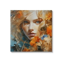 Stupell Industries Expressive Flower Portrait Botanical & Floral Painting Gallery Wrapped Canvas Art Print Wall Art, 17 x 17