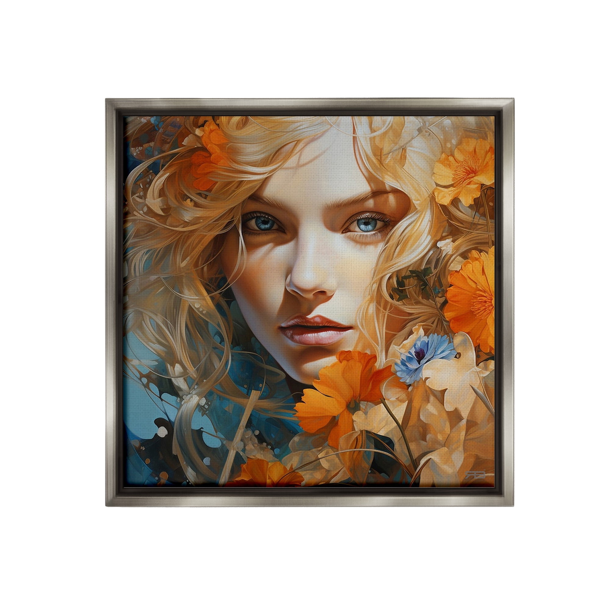 Stupell Industries Expressive Flower Portrait Botanical & Floral Painting Gray Floater Framed Canvas Art Print Wall Art, 25 x 25