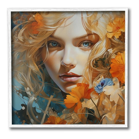 Stupell Industries Expressive Flower Portrait Botanical & Floral Painting White Framed Art Print Wall Art, 17 x 17