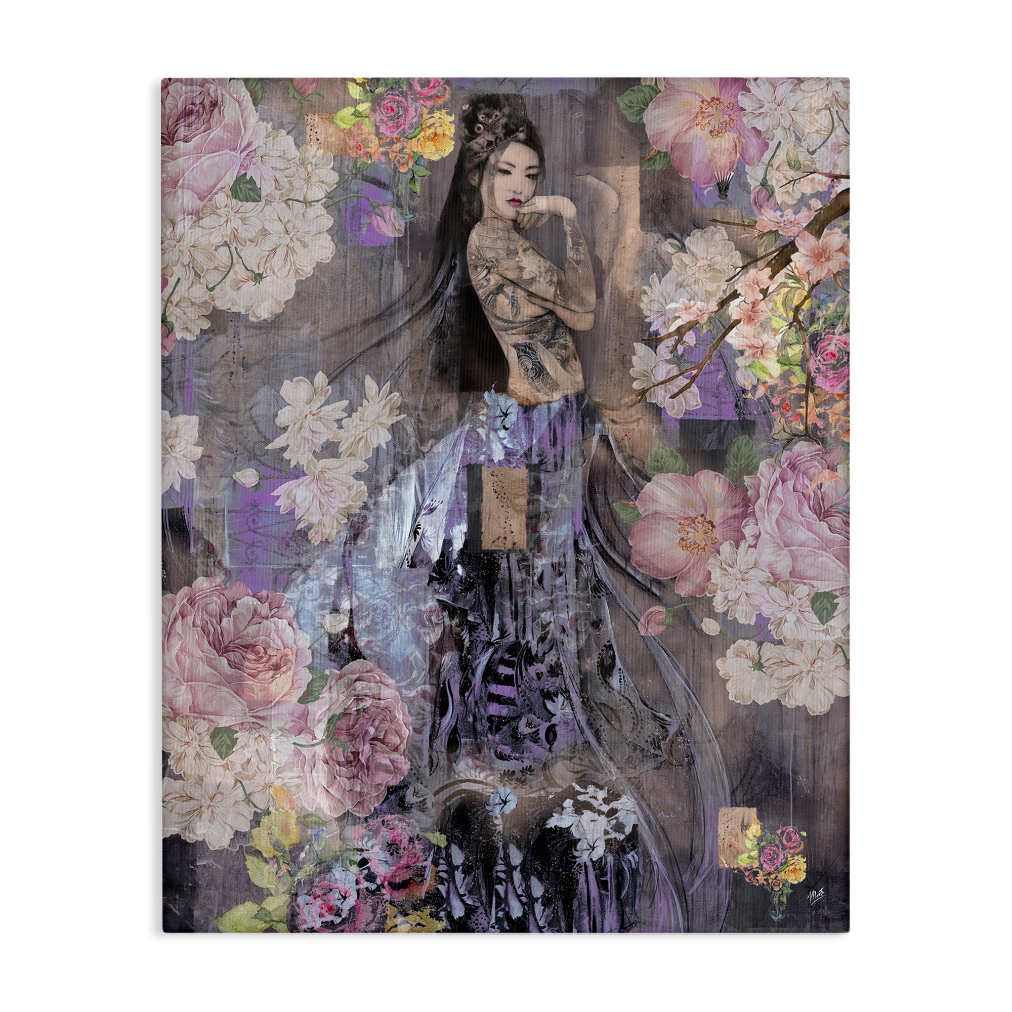 Stupell Industries Expressive Flowers & Woman People Painting Wrapped Canvas Art Print Wall Art, 30 x 40