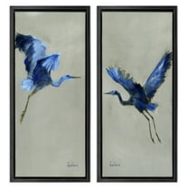 Stupell Industries Expressive Flying Cranes Abstract Birds Animals & Insects Painting Black Floater Framed Canvas Art Print Wall Art, 11 x 25, Set of 2