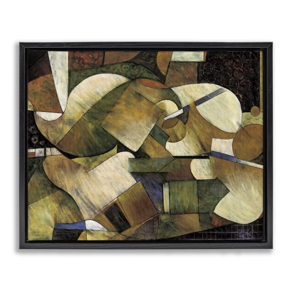 Stupell Industries Expressive Geometric Abstraction Abstract Painting Black Floater Framed Canvas Art Print Wall Art, 25 x 31