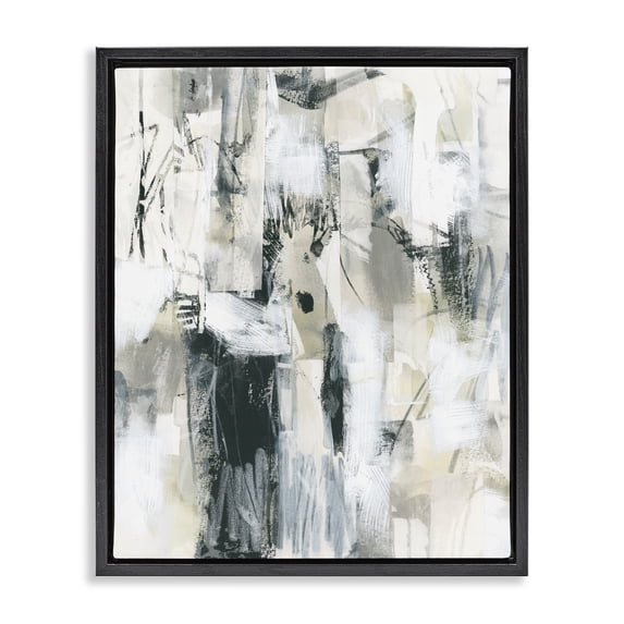 Stupell Industries Industrial Expressive Grey Abstraction Black Floating Frame Canvas Art, 17 x 21, by June Erica Vess