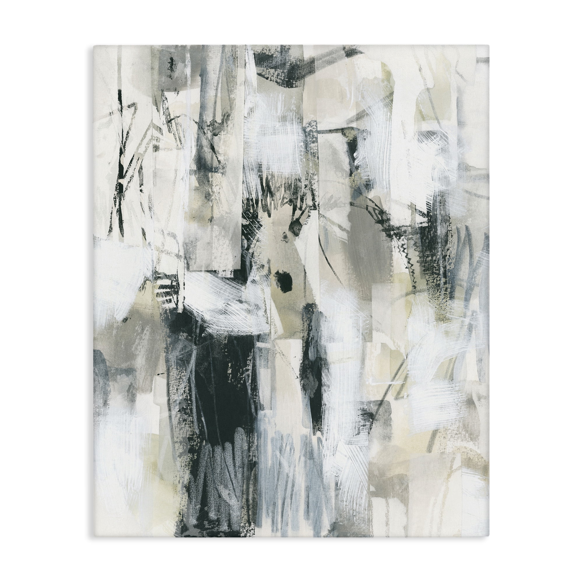 Stupell Industries Expressive Grey Abstraction Abstract Painting Gallery Wrapped Canvas Art Print Wall Art, 16 x 20