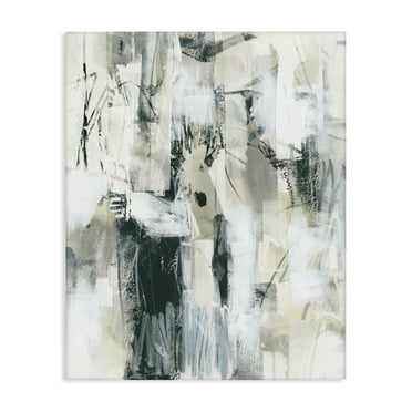 Stupell Industries Expressive Grey Abstraction Abstract Painting Gallery Wrapped Canvas Art Print Wall Art, 16 x 20