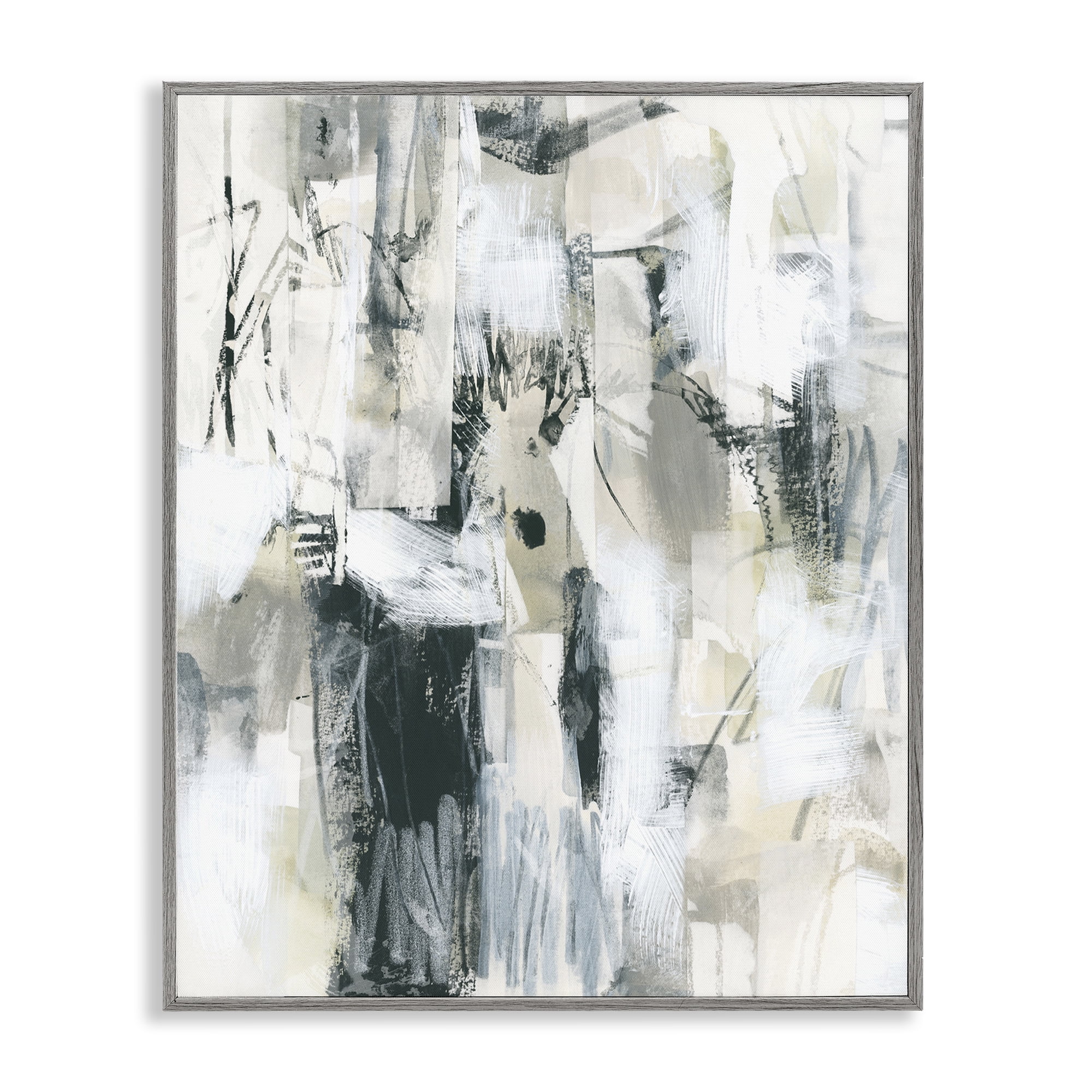 Stupell Industries Expressive Grey Abstraction Abstract Painting Gray Framed Art Print Wall Art, 24 x 30