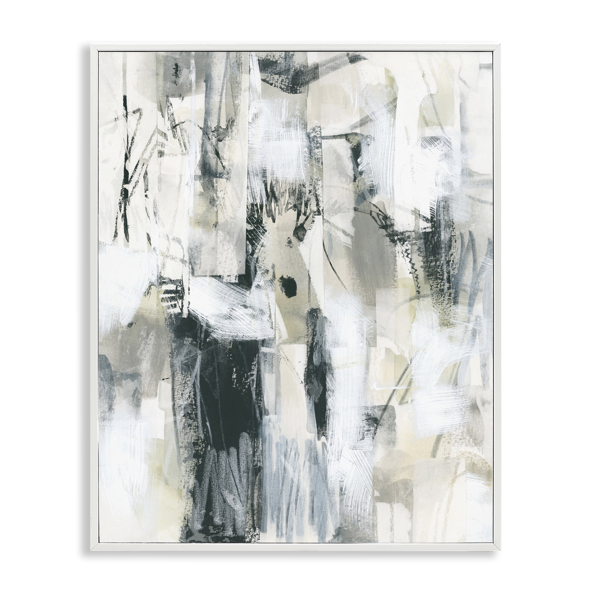Stupell Industries Expressive Grey Abstraction Abstract Painting White Framed Art Print Wall Art, 11 x 14