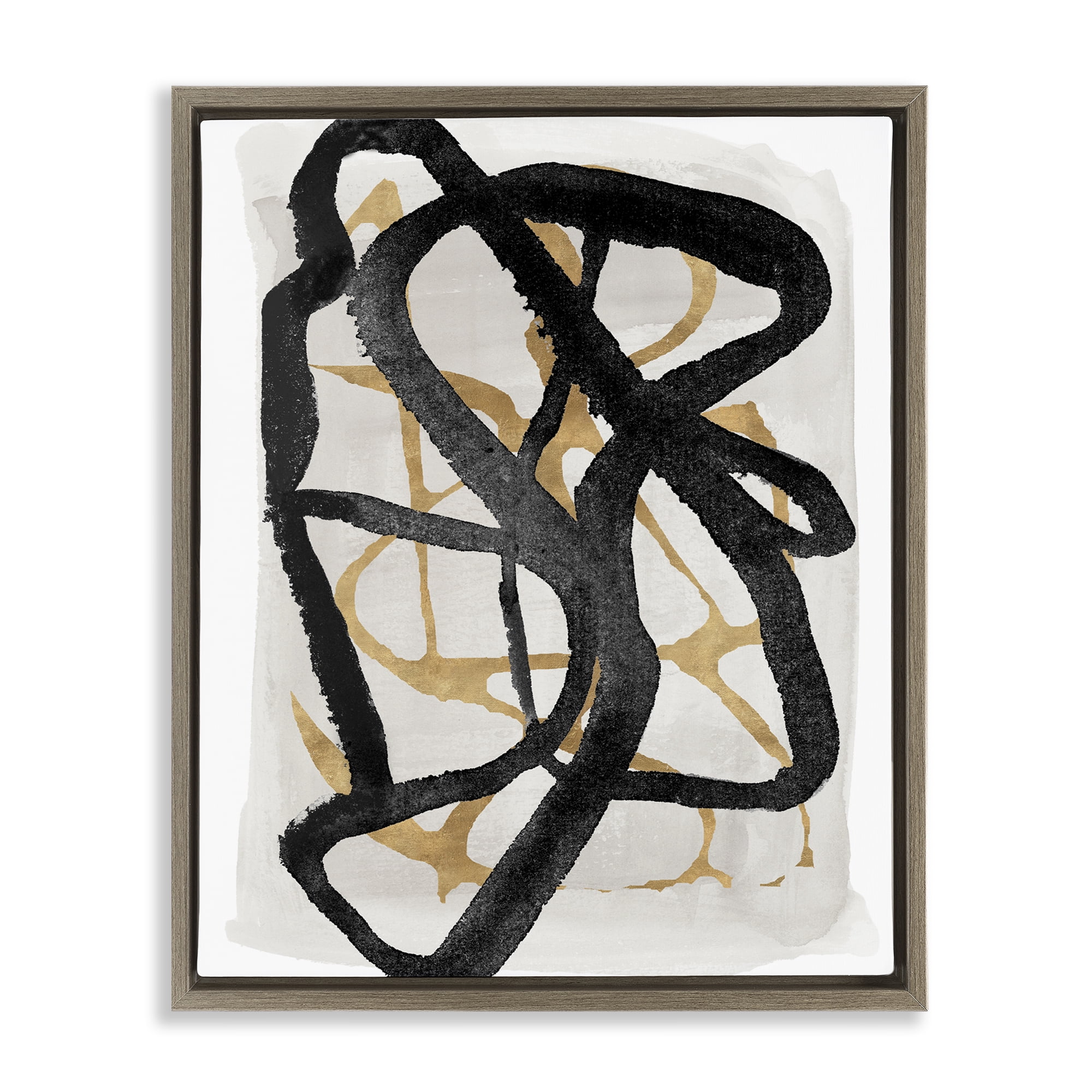 Stupell Industries Expressive Hindsight in Black Brown Framed Floater Canvas Wall Art, design by Lucille Price