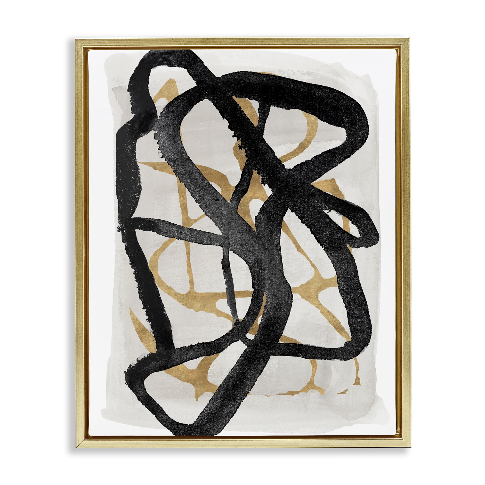 Stupell Industries Expressive Hindsight in Black Gold Framed Floater Canvas Wall Art, design by Lucille Price