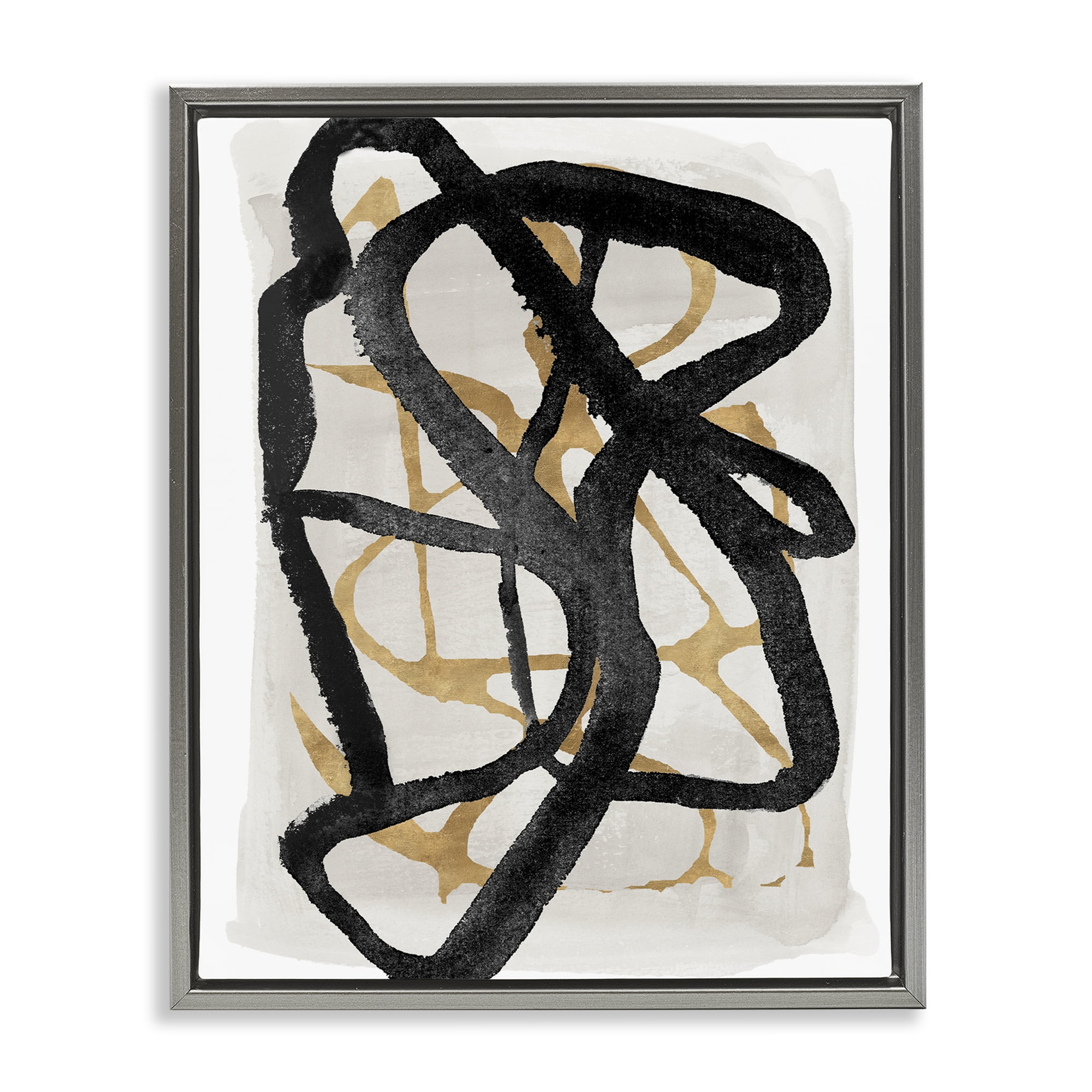 Stupell Industries Expressive Hindsight in Black Gray Framed Floater Canvas Wall Art, design by Lucille Price