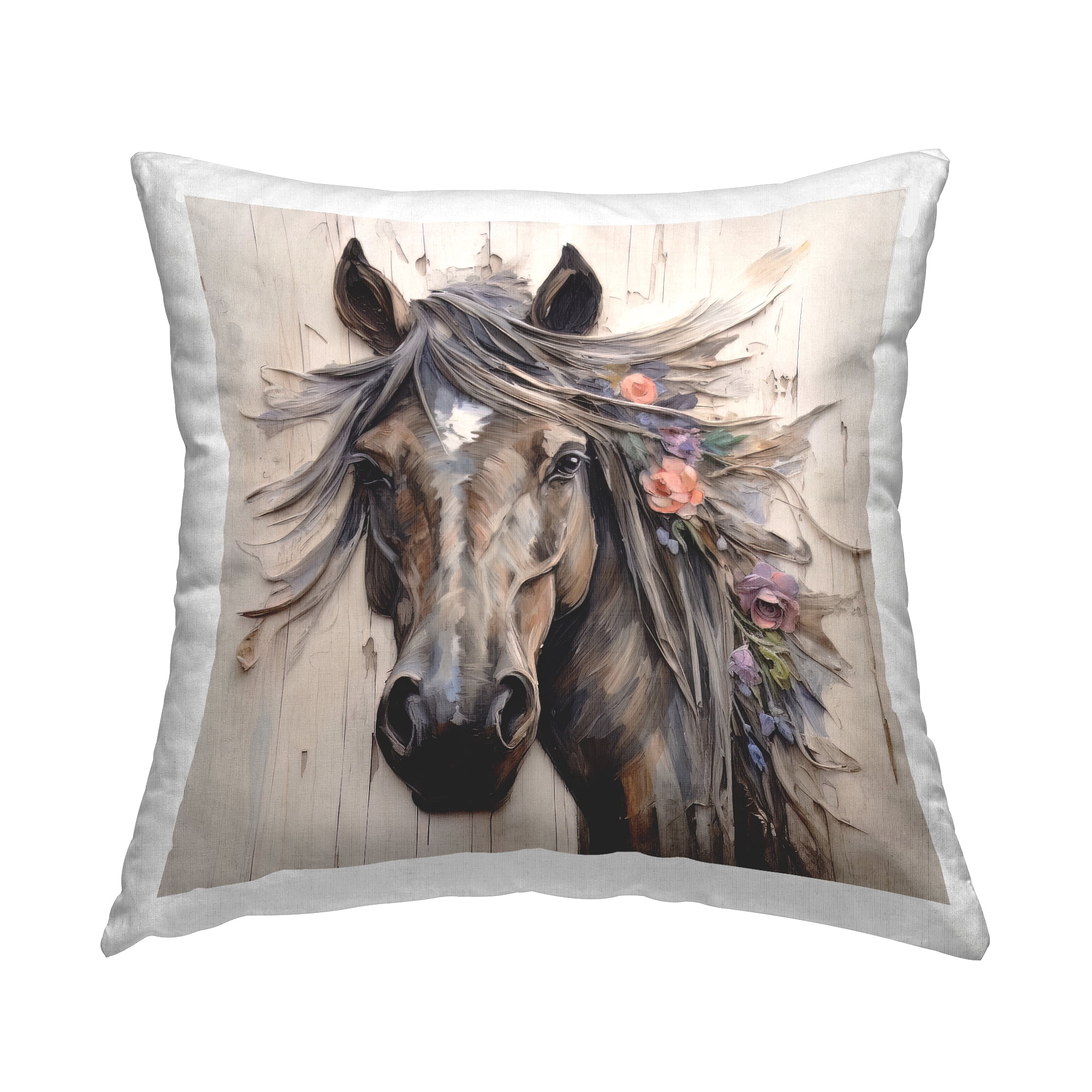 Stupell Industries Expressive Horse Portrait Decorative Printed Throw Pillow, 18 x 18