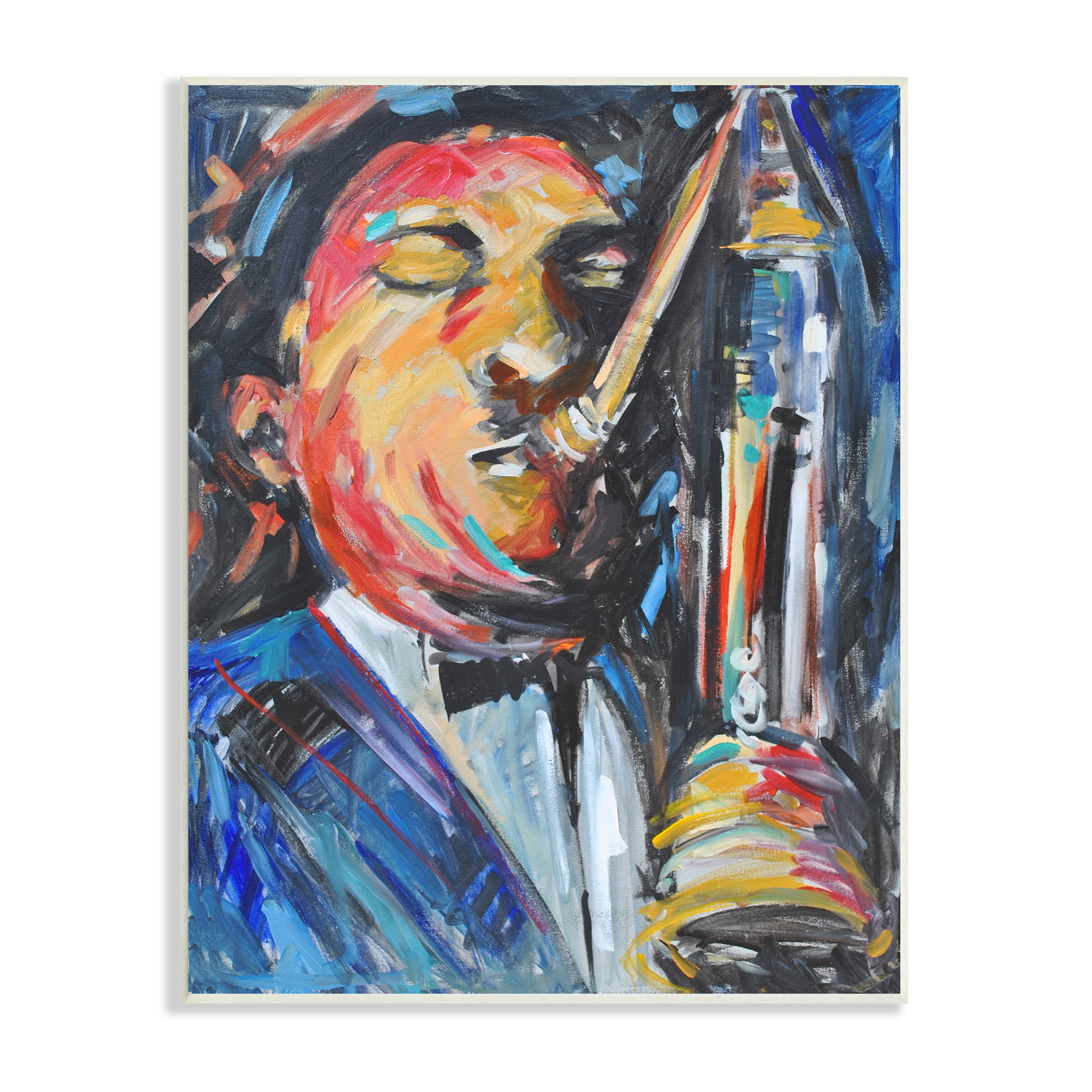 Expressive Jazz Saxophone Portrait Wood Wall Art, 10 x 15