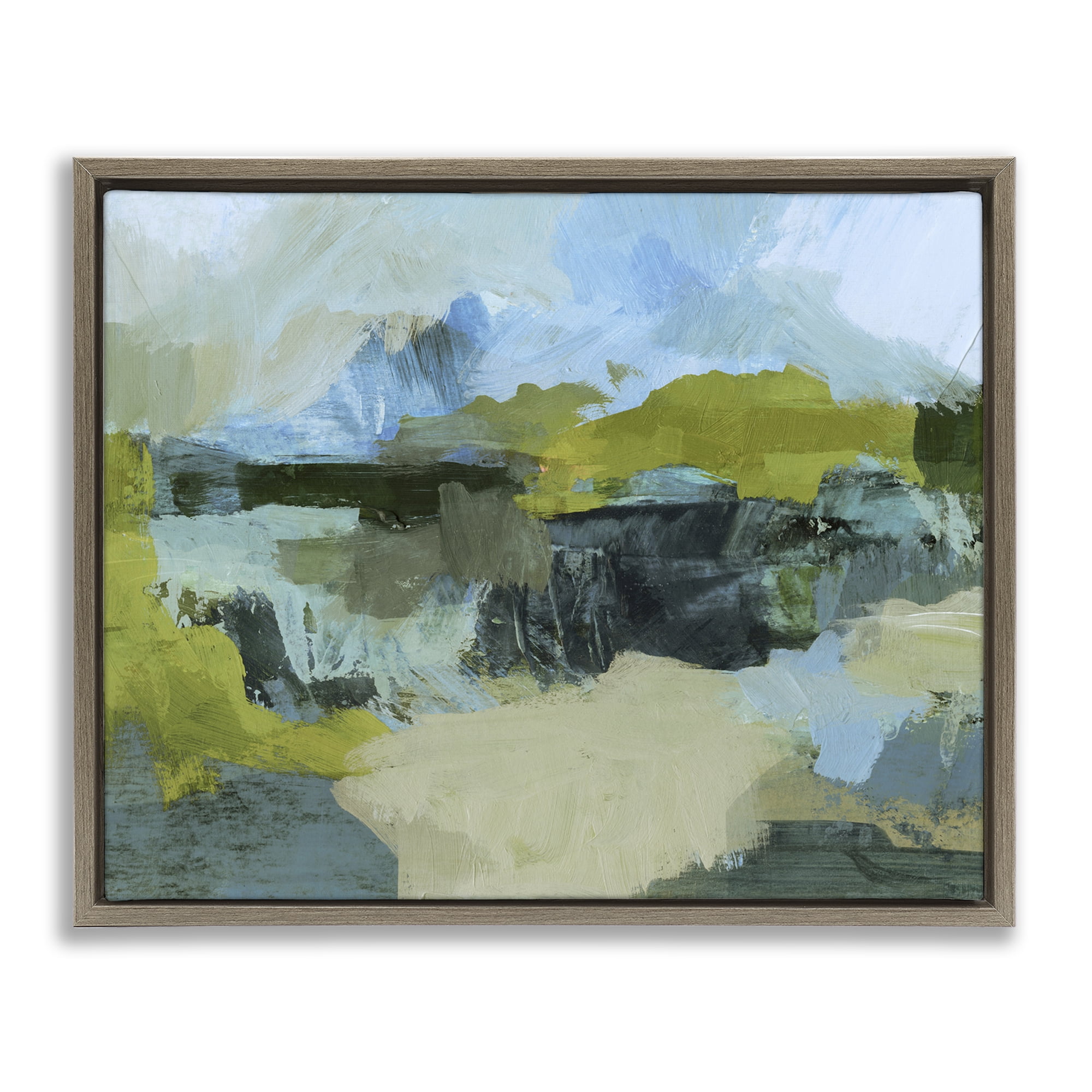 Stupell Industries Expressive Landscape Abstract Abstract Painting Brown Floater Framed Canvas Art Print Wall Art, 31 x 25