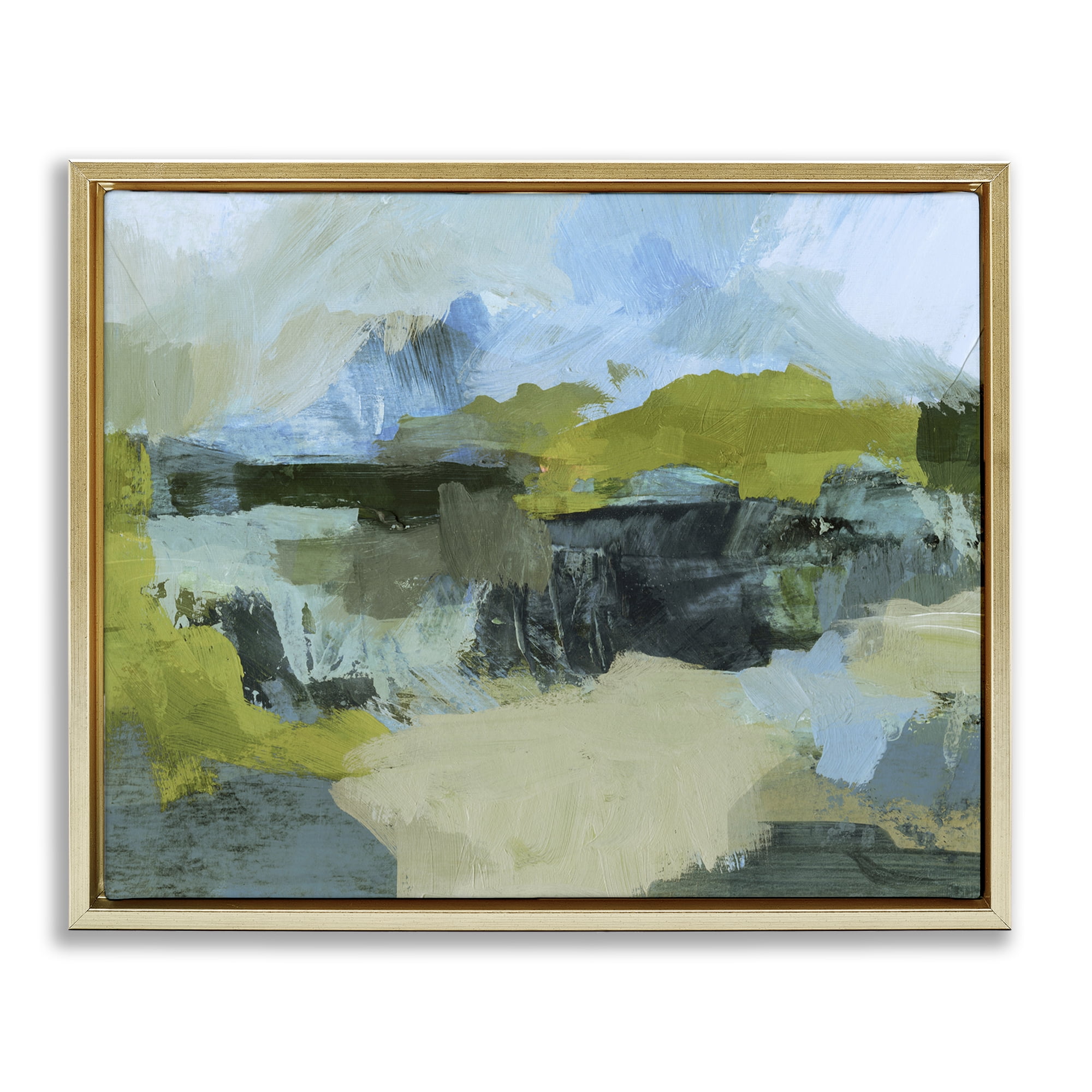 Stupell Industries Expressive Landscape Abstract Abstract Painting Gold Floater Framed Canvas Art Print Wall Art, 21 x 17