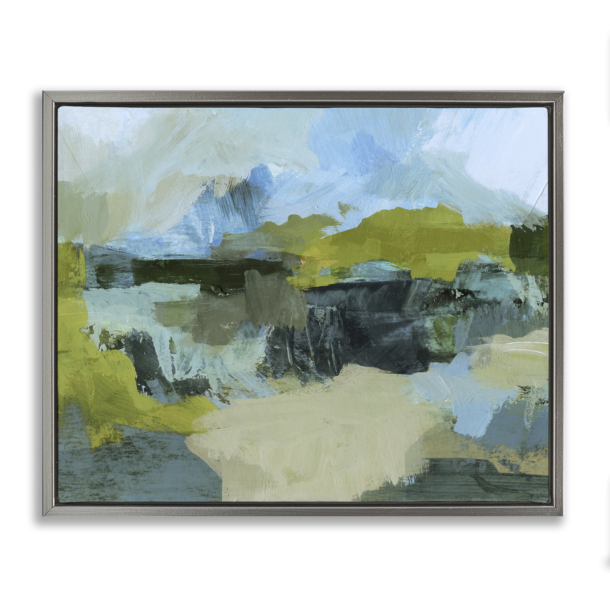 Stupell Industries Expressive Landscape Abstract Abstract Painting Gray Floater Framed Canvas Art Print Wall Art, 21 x 17