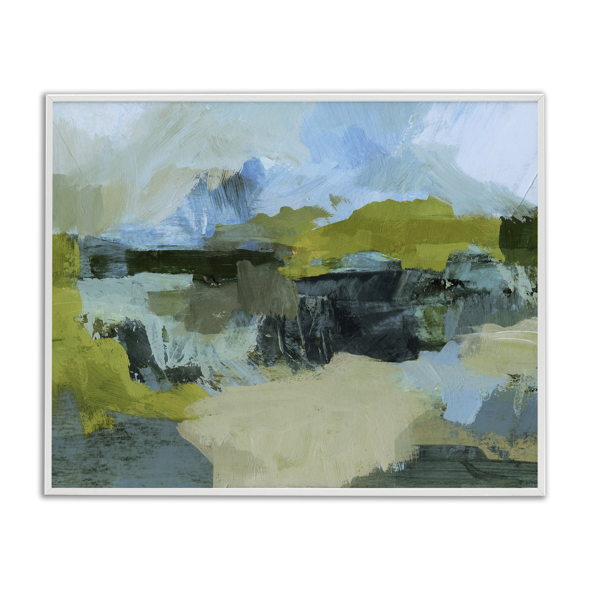 Stupell Industries Expressive Landscape Abstract Abstract Painting White Framed Art Print Wall Art, 14 x 11