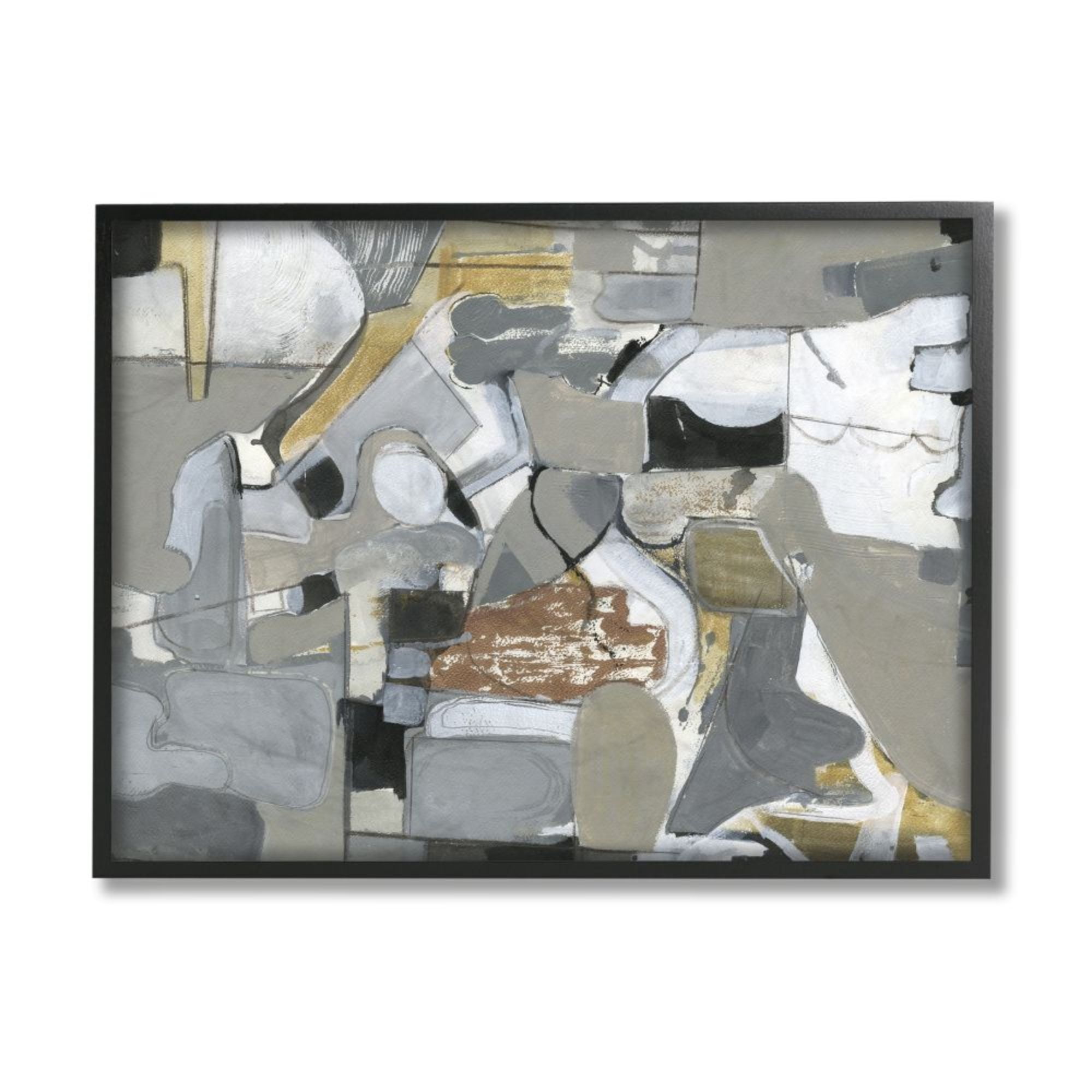 Stupell Industries Expressive Linework Abstract Shapes Grey Brown Design by Smith Haynes, 11" x 14", Black Framed