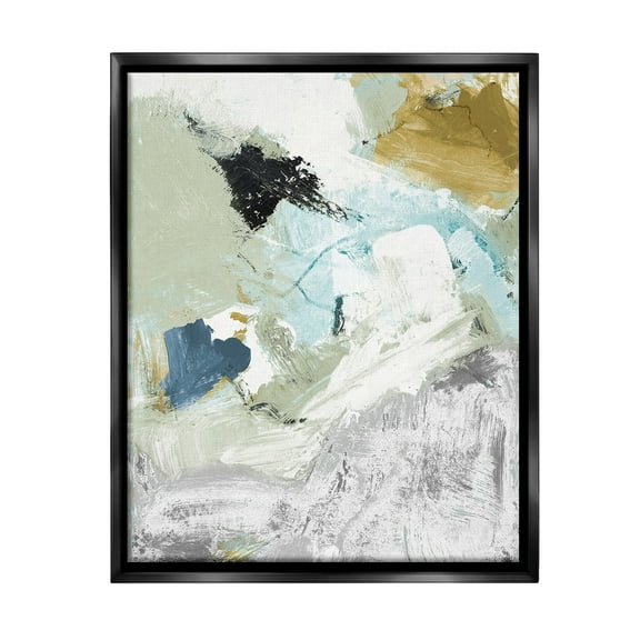 Stupell Industries Expressive Modern Pattern Abstract Painting Black Floater Framed Canvas Art Print Wall Art, 17 x 21