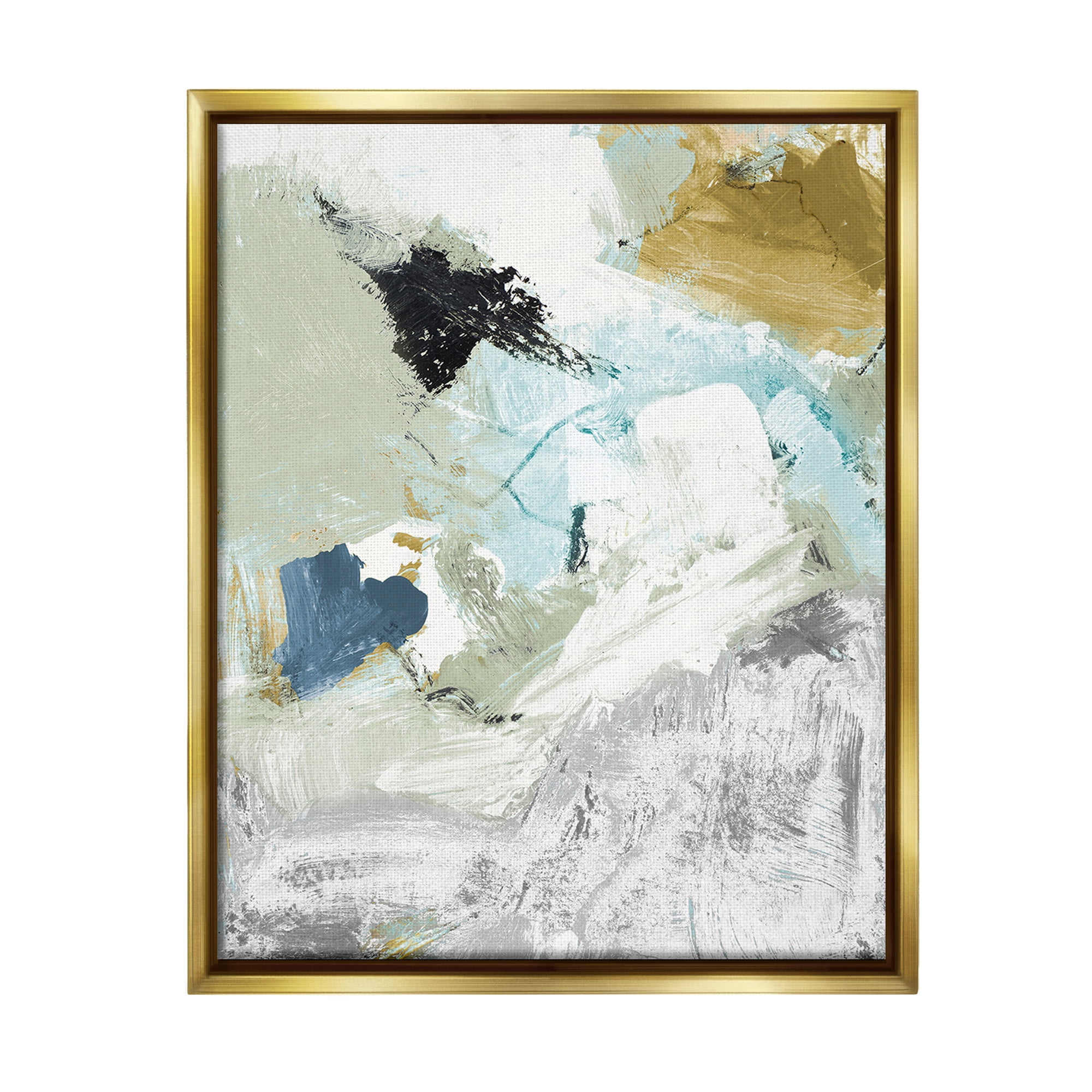 Stupell Industries Expressive Modern Pattern Abstract Painting Gold Floater Framed Canvas Art Print Wall Art, 25 x 31