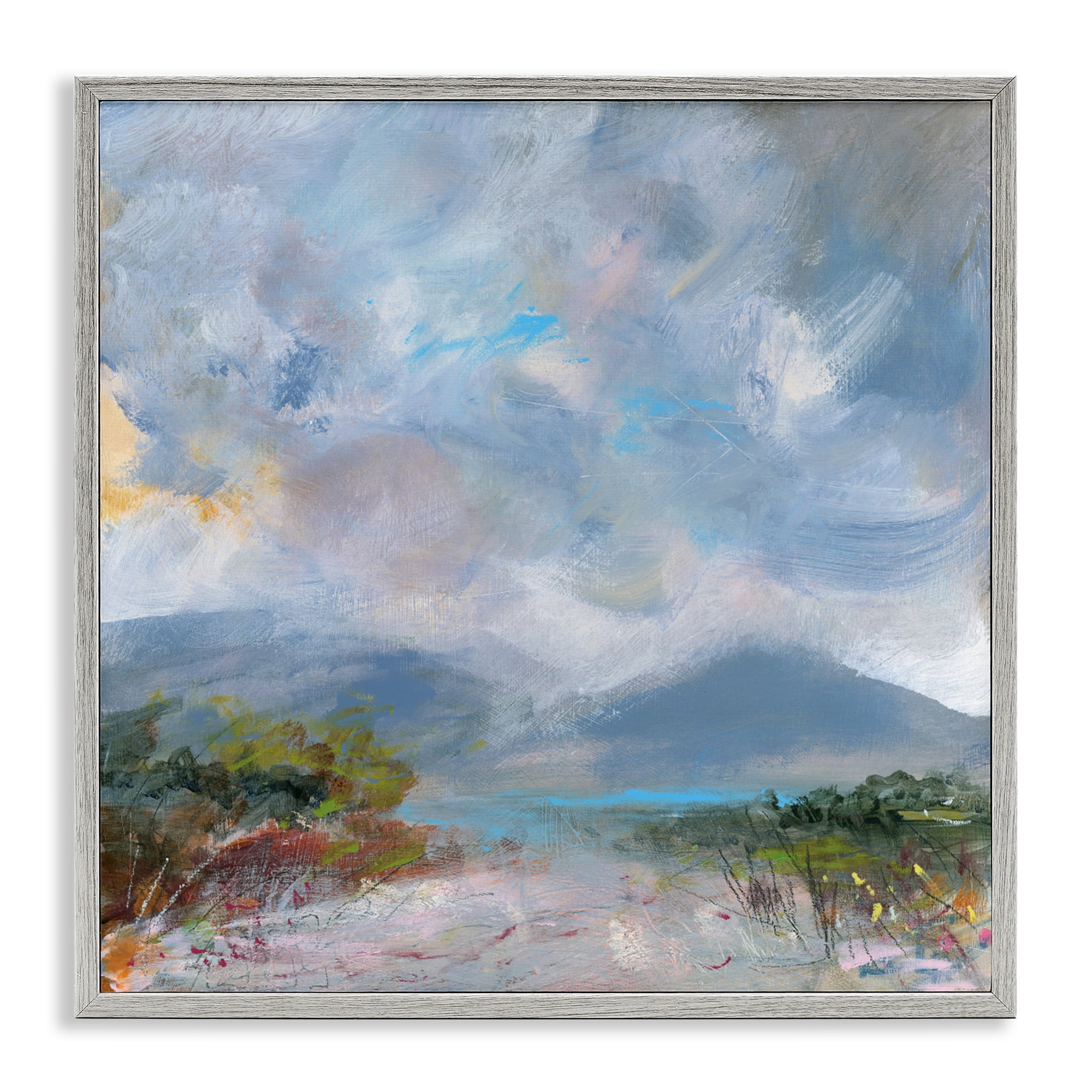 Stupell Industries Expressive Mountain Mists Gray Framed Giclee Art, design by Leslie Birch