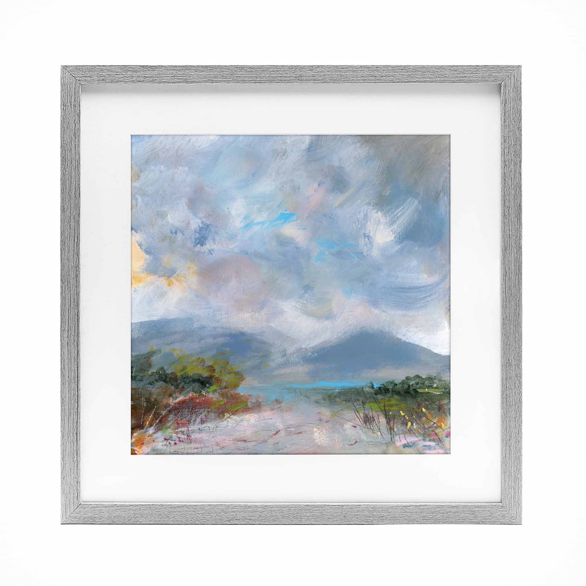 Stupell Industries Expressive Mountain Mists Gray Framed Print Under Glass, design by Leslie Birch