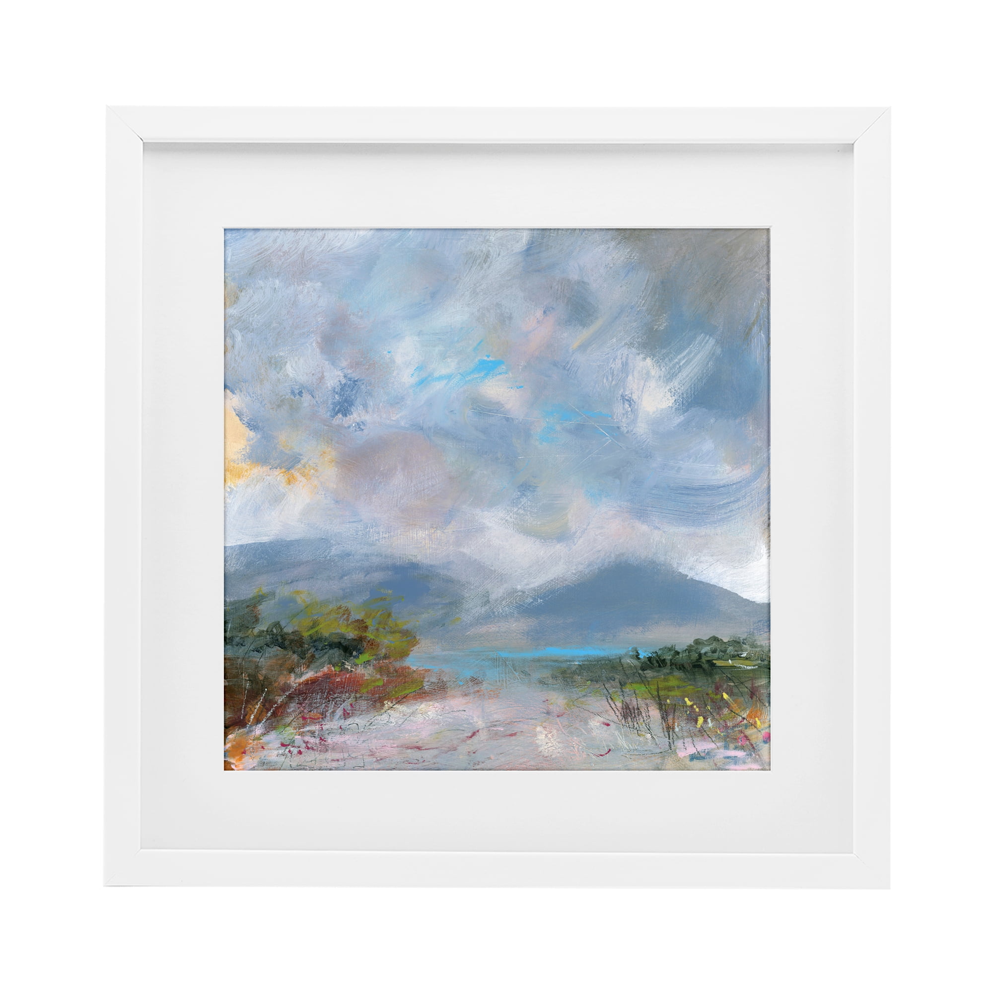 Stupell Industries Expressive Mountain Mists White Framed Print Under Glass, design by Leslie Birch