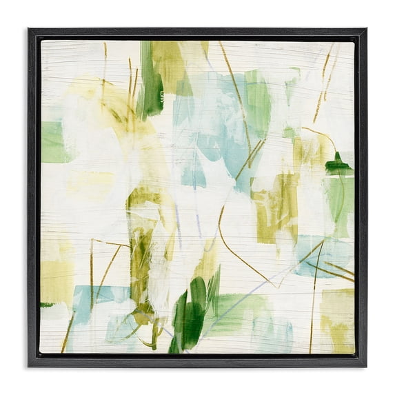 Stupell Industries Contemporary Expressive Muted Abstraction Black Floating Frame Canvas Art, 18 x 18, by June Erica Vess