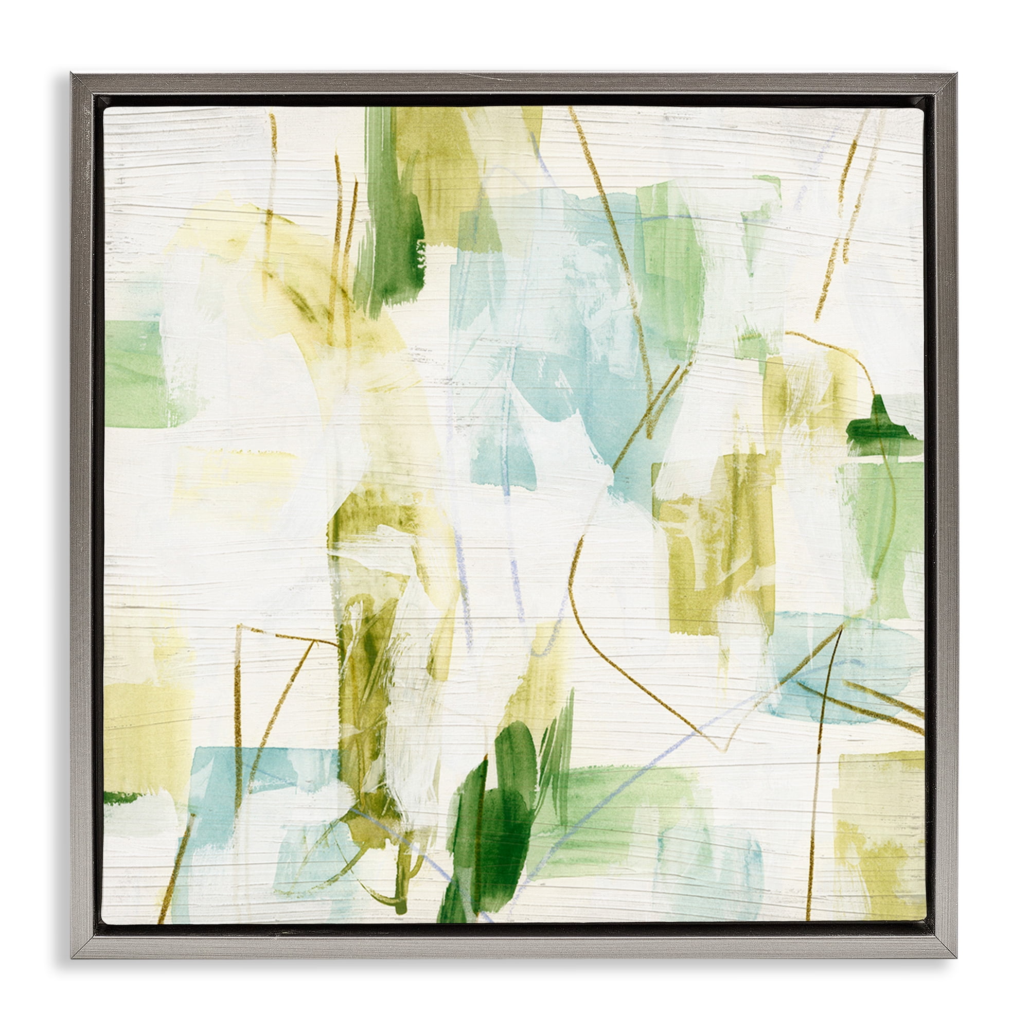 Stupell Industries Expressive Muted Abstraction Abstract Painting Gray Floater Framed Canvas Art Print Wall Art, 18 x 18