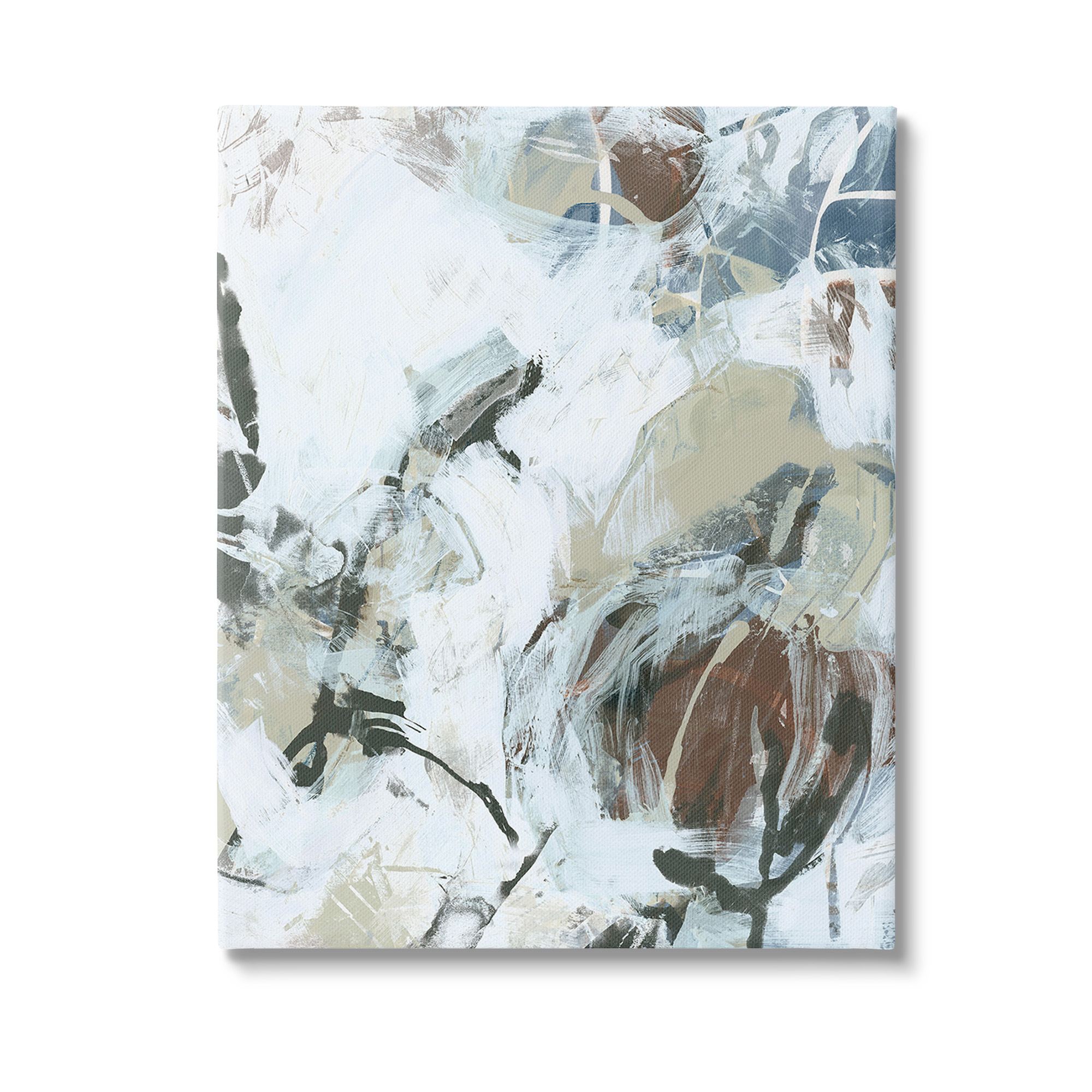 Stupell Industries Expressive Neutral Abstraction Abstract Painting Gallery Wrapped Canvas Art Print Wall Art, 30 x 40