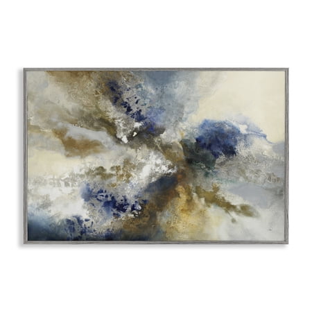 Stupell Industries Expressive Neutral Distortion Abstract Painting Gray Framed Art Print Wall Art, 30 x 20