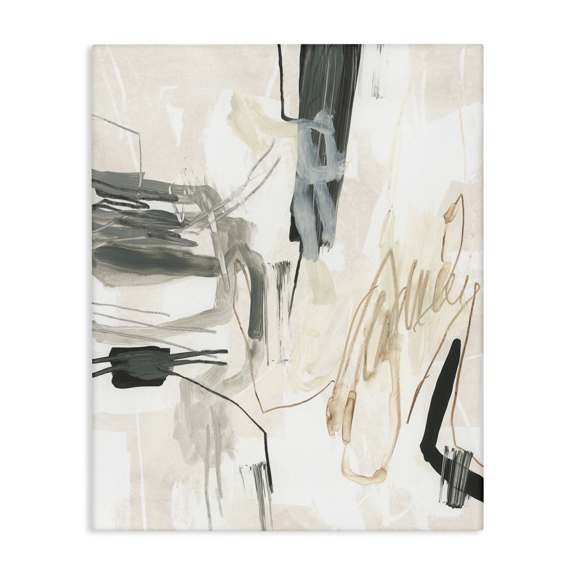 Stupell Industries Expressive Neutral Tones Scribble Abstract Painting Gallery Wrapped Canvas Art Print Wall Art, 36 x 48
