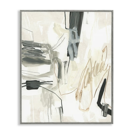 Stupell Industries Expressive Neutral Tones Scribble Abstract Painting Gray Framed Art Print Wall Art, 16 x 20