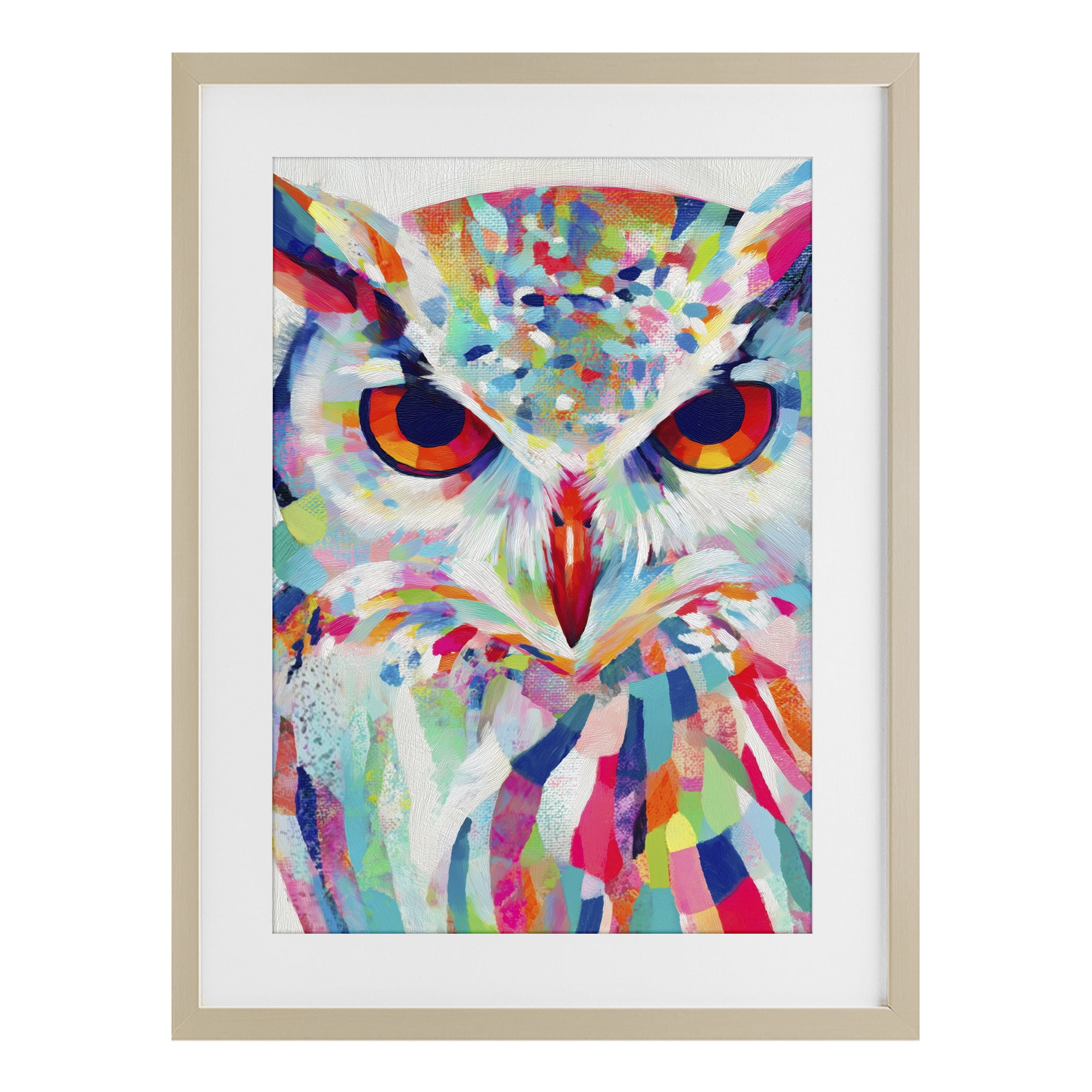 Stupell Industries Expressive Owl Gaze Birch Framed Print Under Glass, design by Chromatic Storm Studio