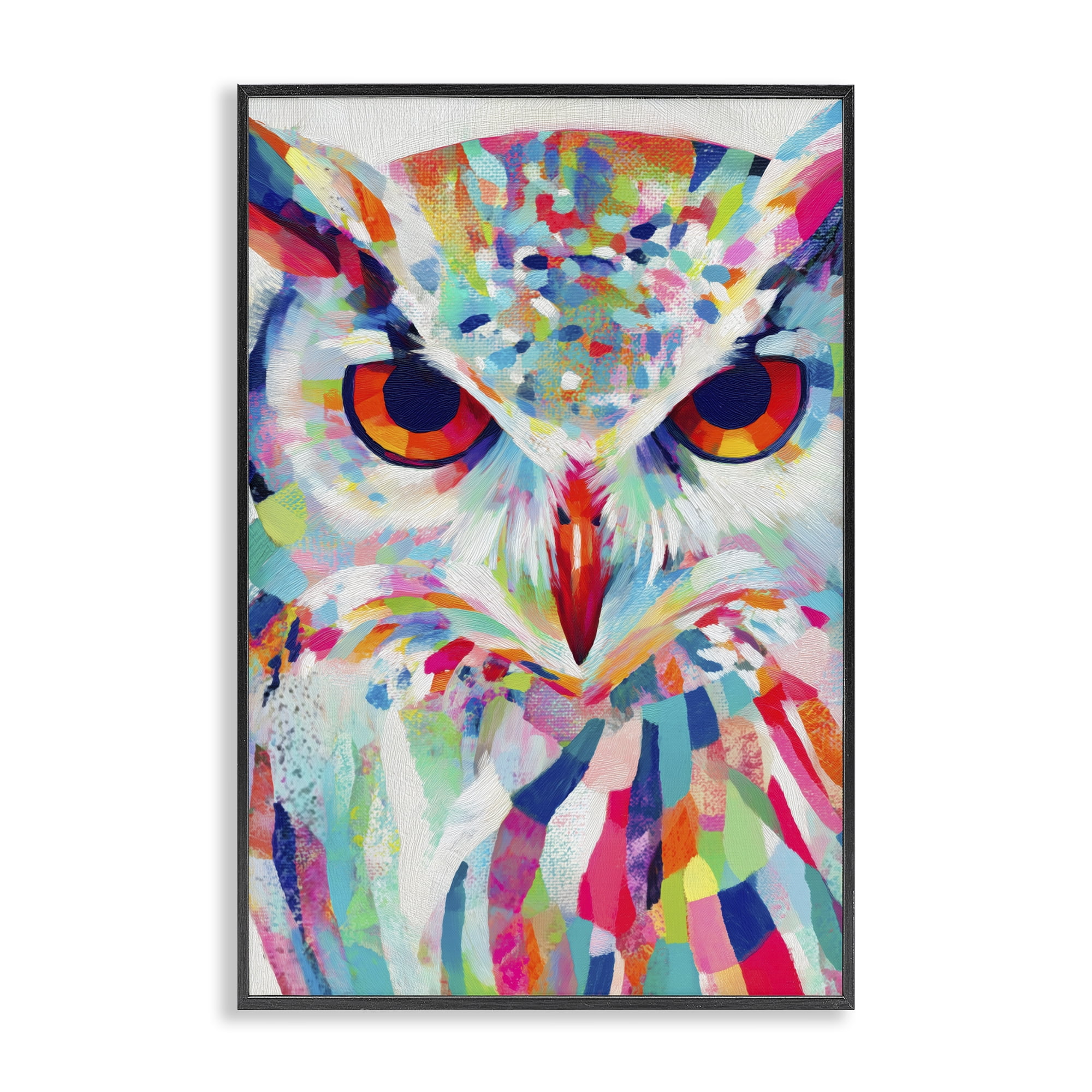 Stupell Industries Expressive Owl Gaze Black Framed Giclee Art, design by Chromatic Storm Studio