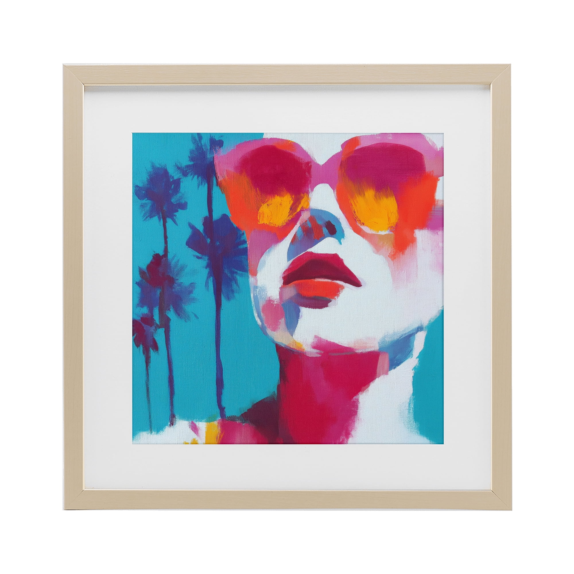 Stupell Industries Expressive Palm Tree Gaze Birch Framed Print Under Glass, design by Chromatic Storm Studio