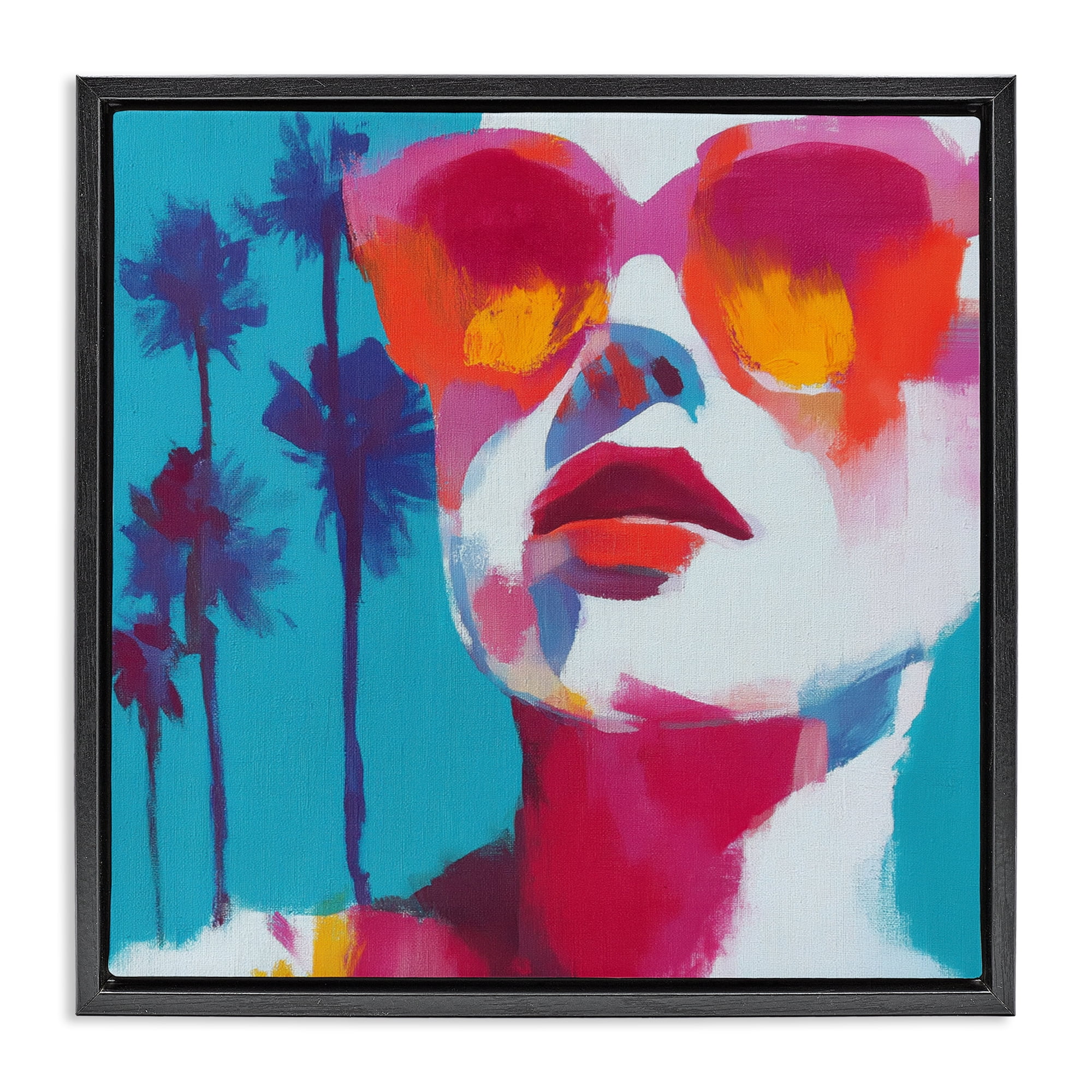 Stupell Industries Expressive Palm Tree Gaze Black Framed Floater Canvas Wall Art, design by Chromatic Storm Studio