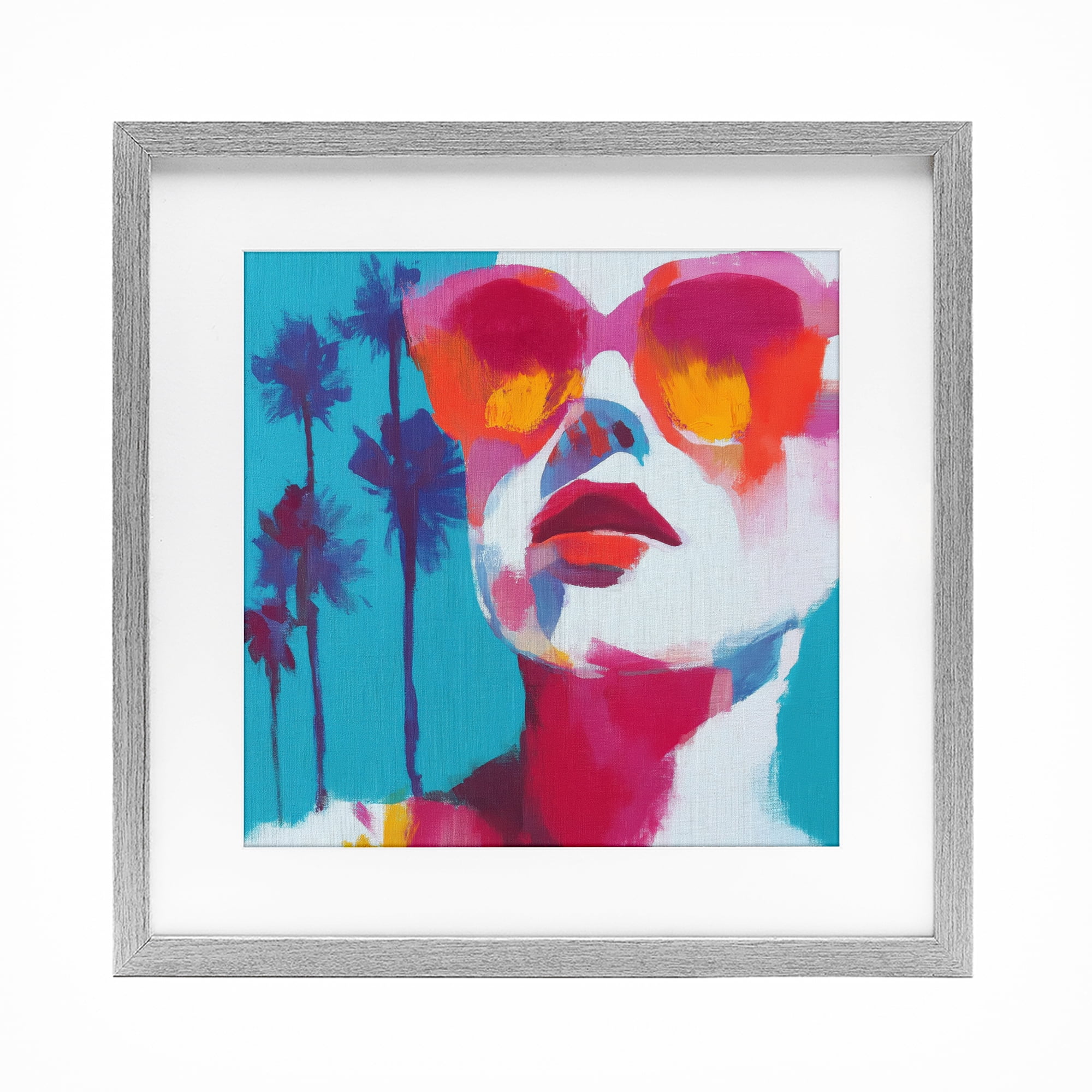 Stupell Industries Expressive Palm Tree Gaze Gray Framed Print Under Glass, design by Chromatic Storm Studio